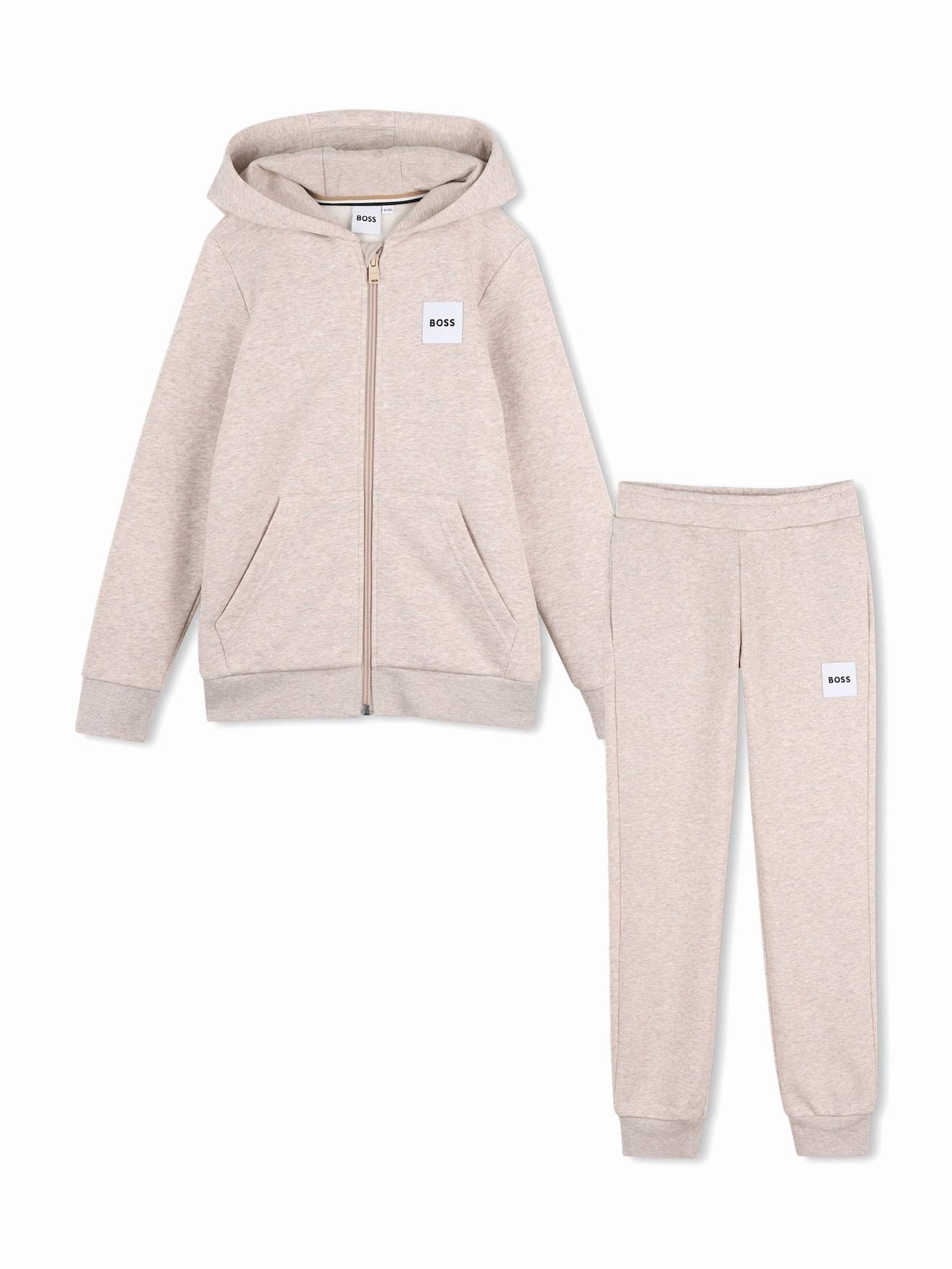 Ensemble 2 Pièces Gilet À Capuche Et Bas Beige / Ecru