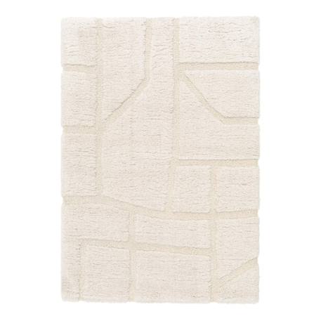 Tapis doux à relief en polyester recyclé murmure Blanc pur 1 - vertbaudet enfant 