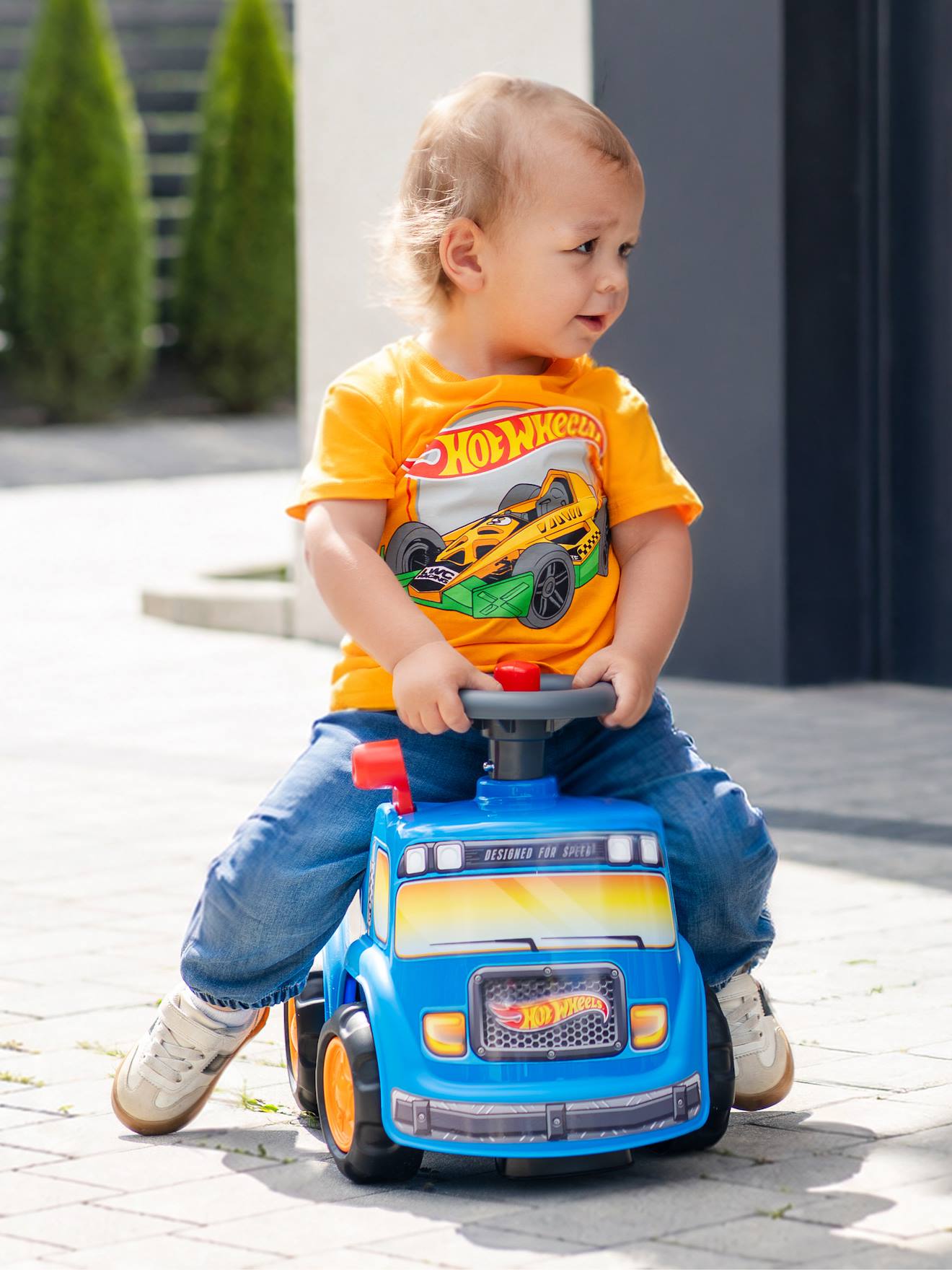 Porteur Camion Hot Wheels Avec Assise Ouvrante Et Volant Directionnel Avec Klaxon Bleu Hot Wheels