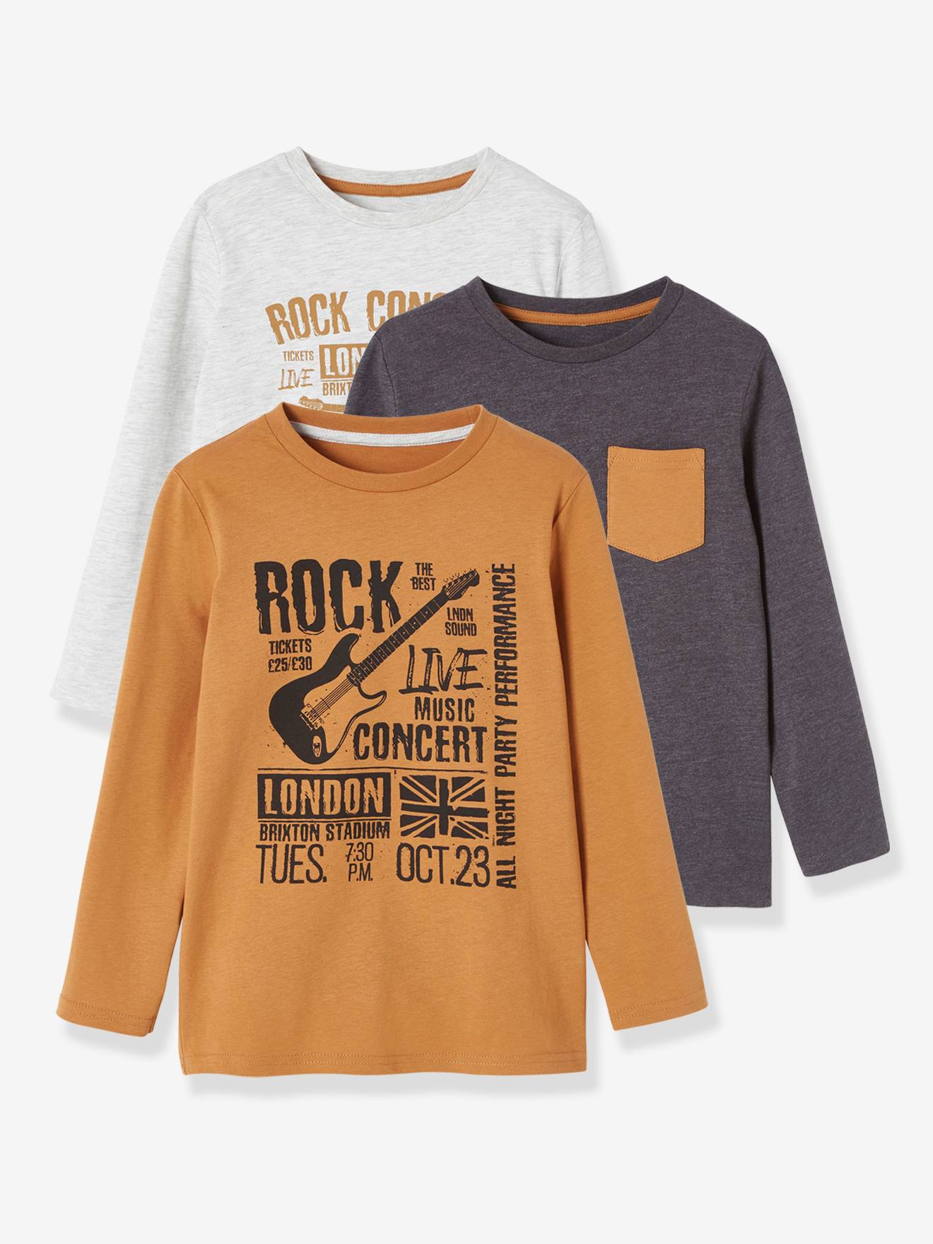 Lot de 3 t-shirts Basics garçon lot camel