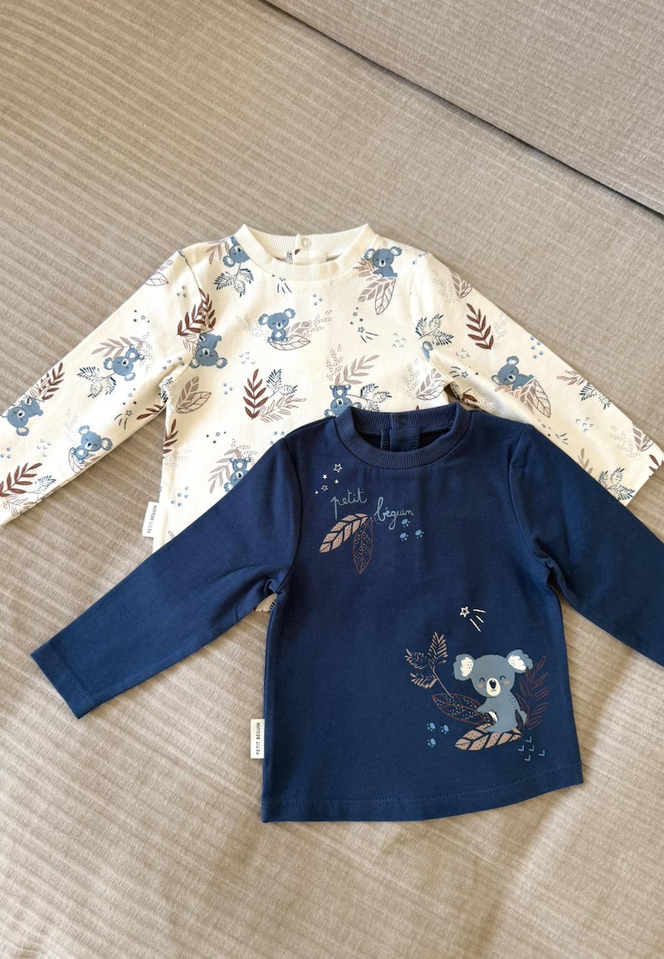 Lot De 2 T-shirts Bébé Manches Longues Mathéo Bleu
