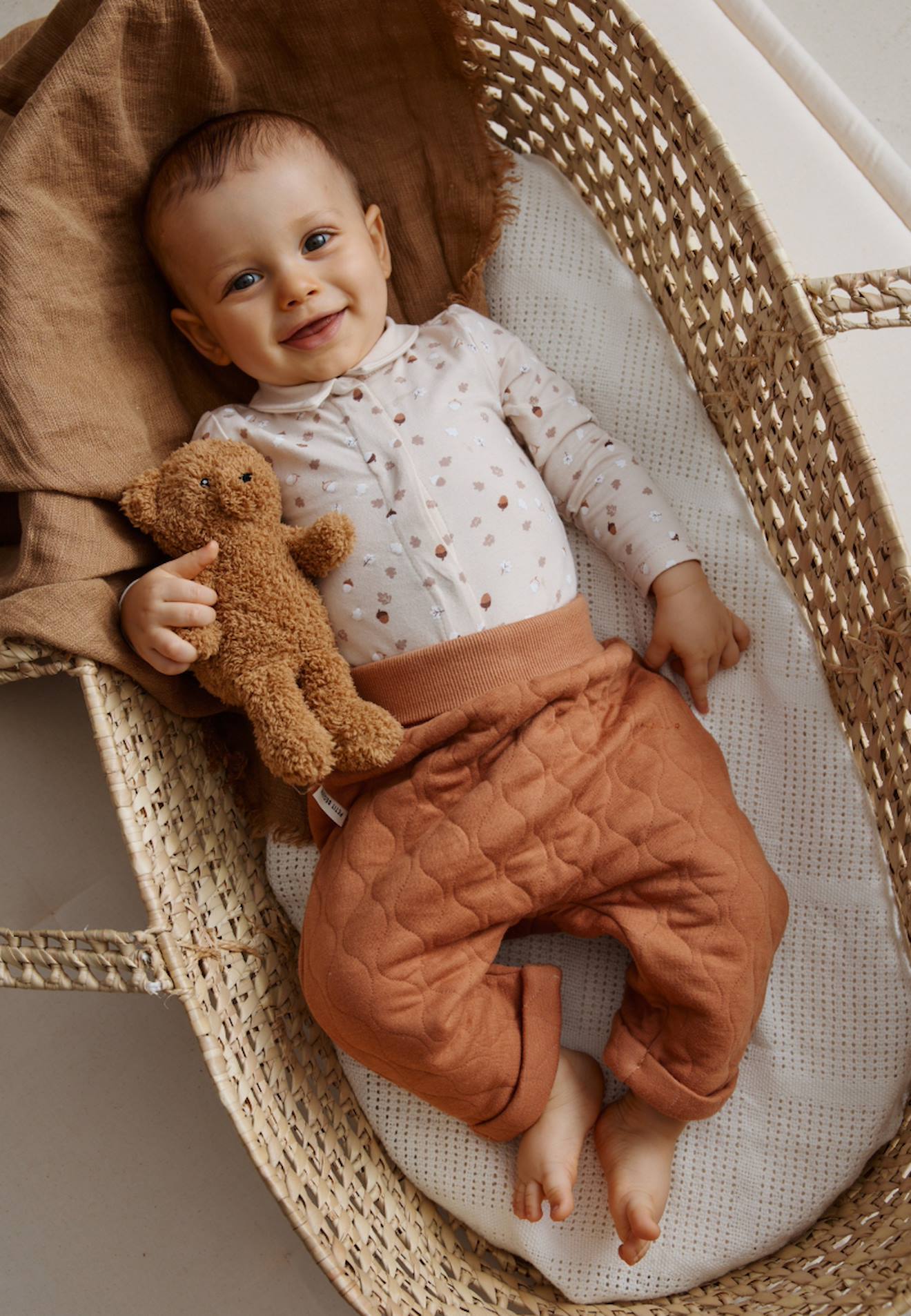 Ensemble Body Bébé Et Pantalon Matelassé Caramel Marron