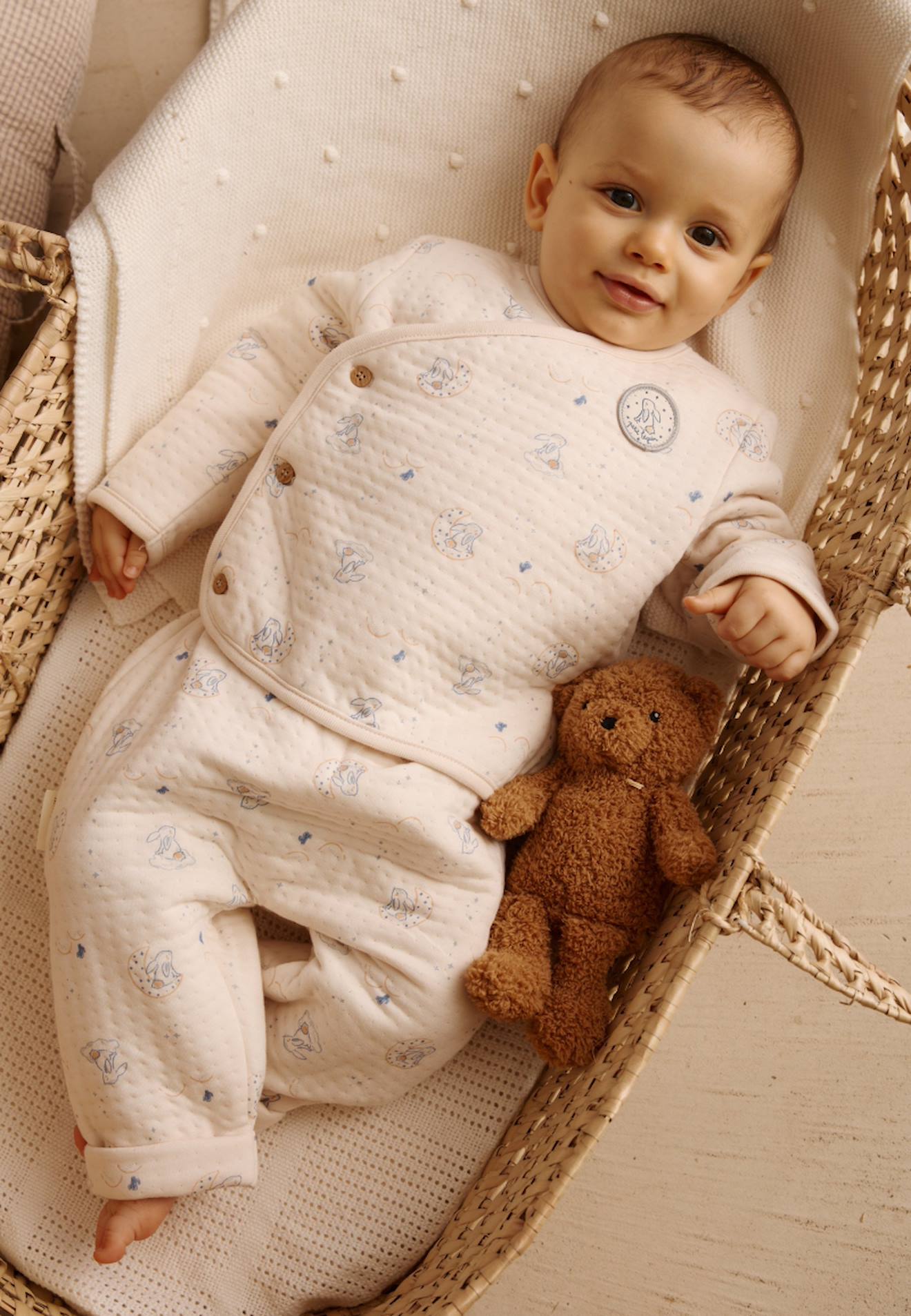 Ensemble Bébé Gilet Et Pantalon En Coton Matelassé Voix Lactée Ecru Ensemble Bébé Gilet Et Pantalon En Coton Matelassé Voix Lactée Ecru