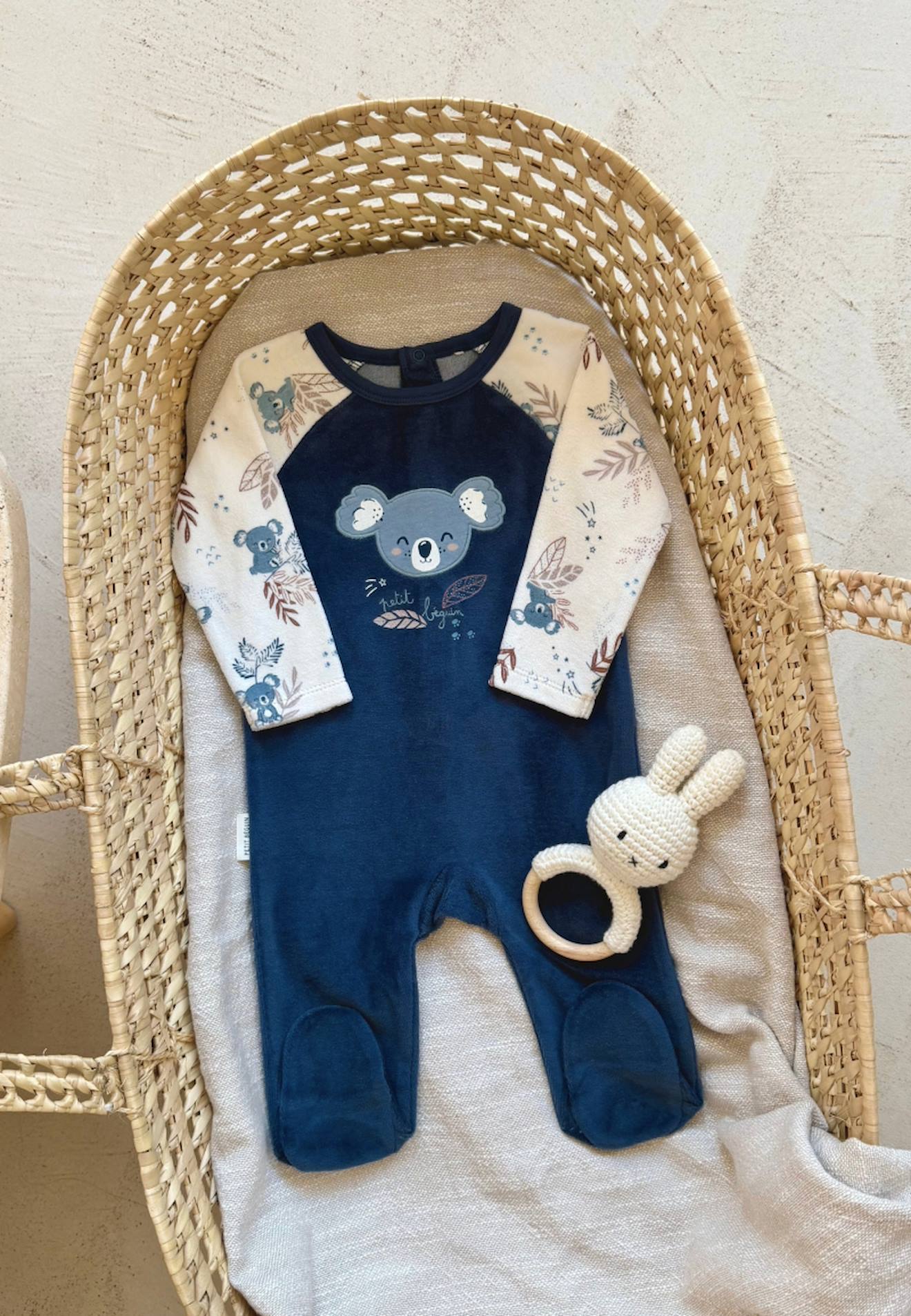 Pyjama Bébé En Velours Mathéo Bleu
