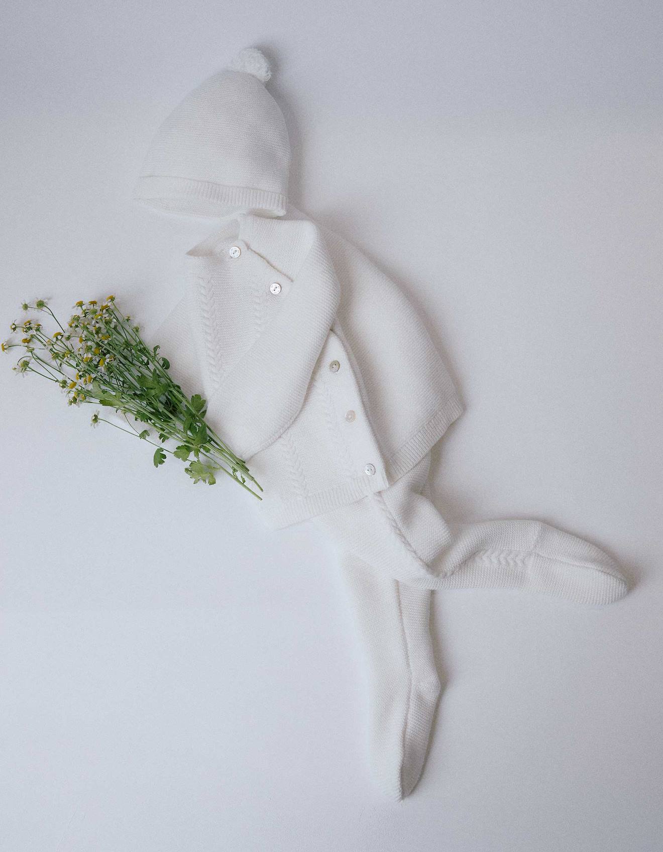 Ensemble 3 Pièces En Maille De Coton Blanc