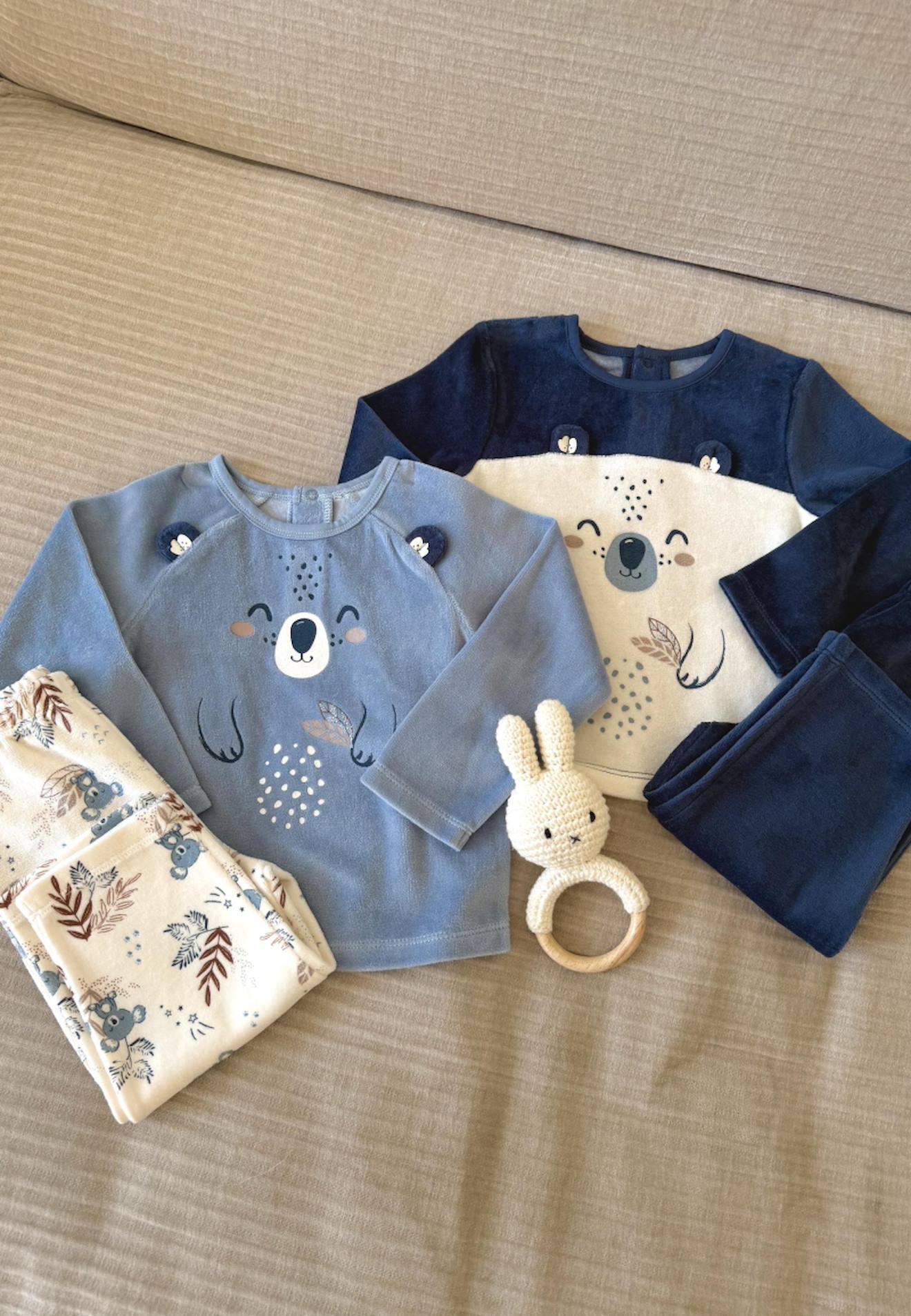 Lot De 2 Pyjamas Enfant 2 Pièces En Velours Mathéo Bleu