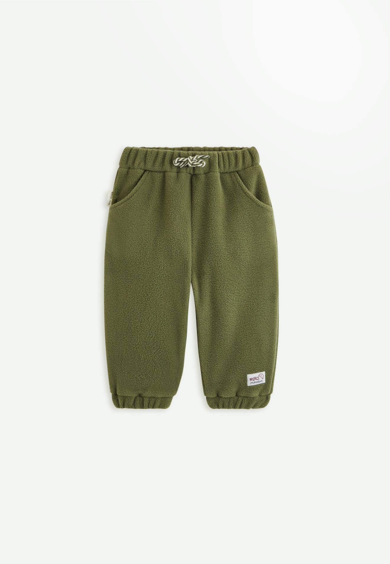 Pantalon Bébé En Polaire Pistache Kaki