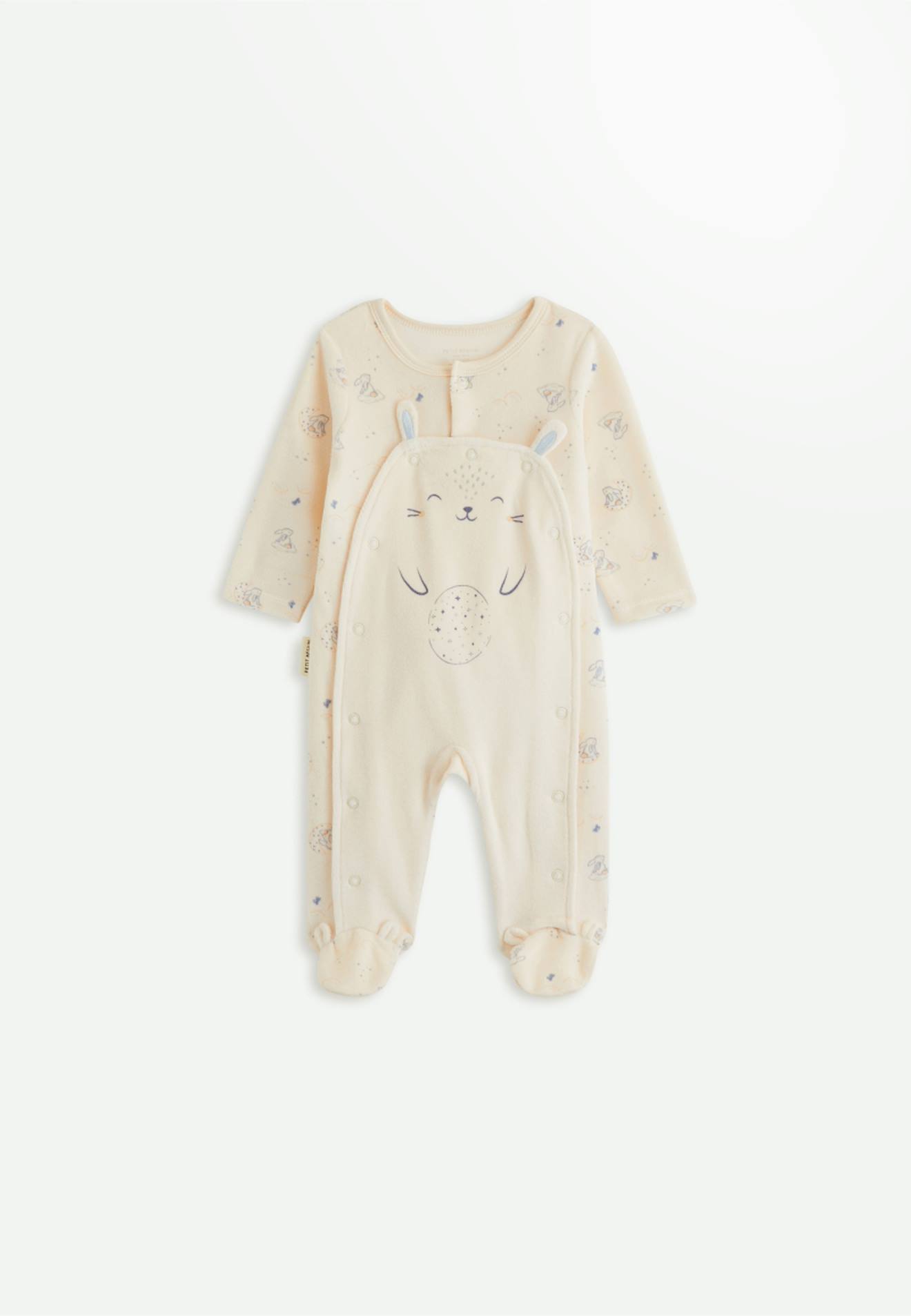 Pyjama Bébé En Velours Ouverture Pont Voix Lactée Ecru