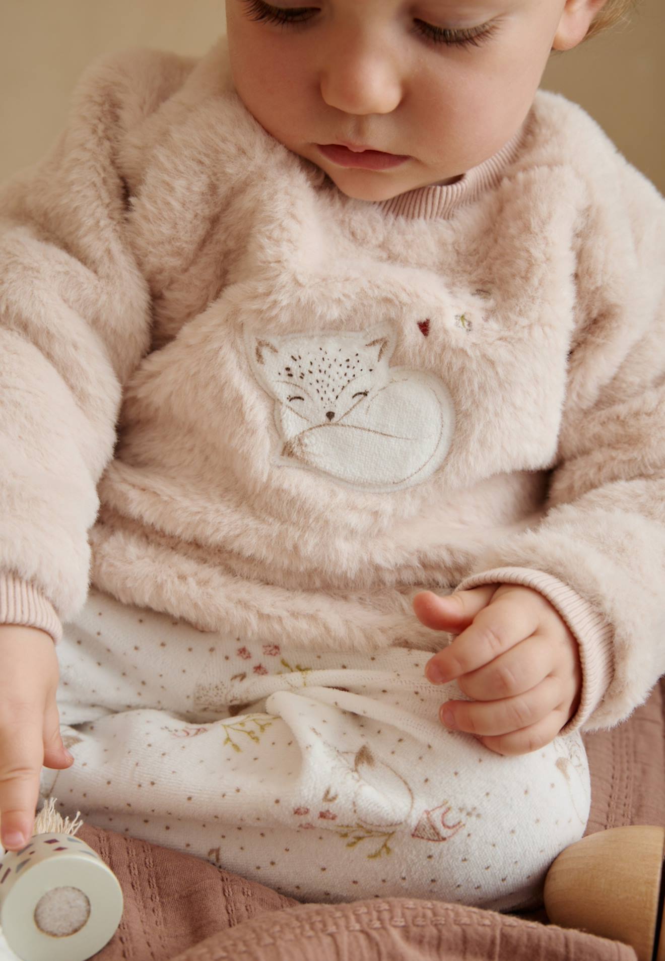 Sweat-shirt Bébé En Fausse Fourrure Doucette Rose