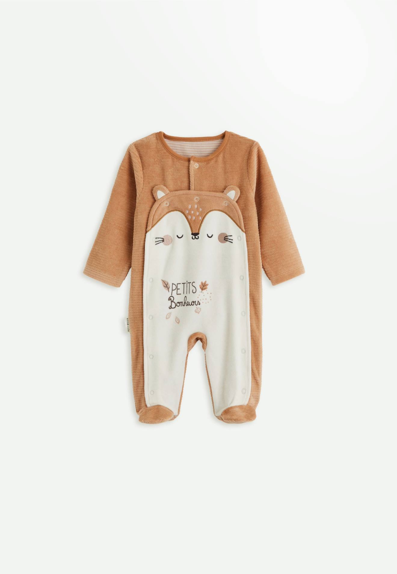 Pyjama Bébé En Velours Côtelé Ouverture Pont Caramel Marron Pyjama Bébé En Velours Côtelé Ouverture Pont Caramel Marron