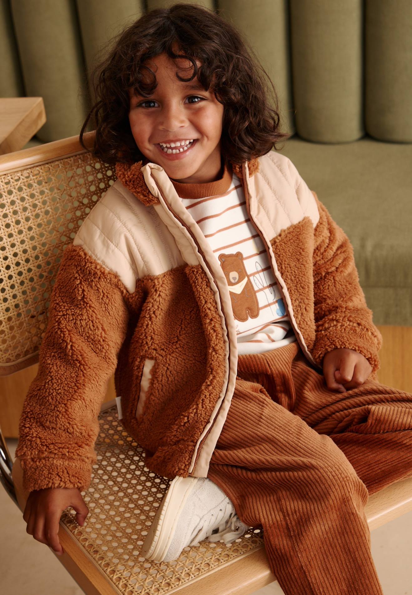 Veste Enfant En Sherpa Moka Marron