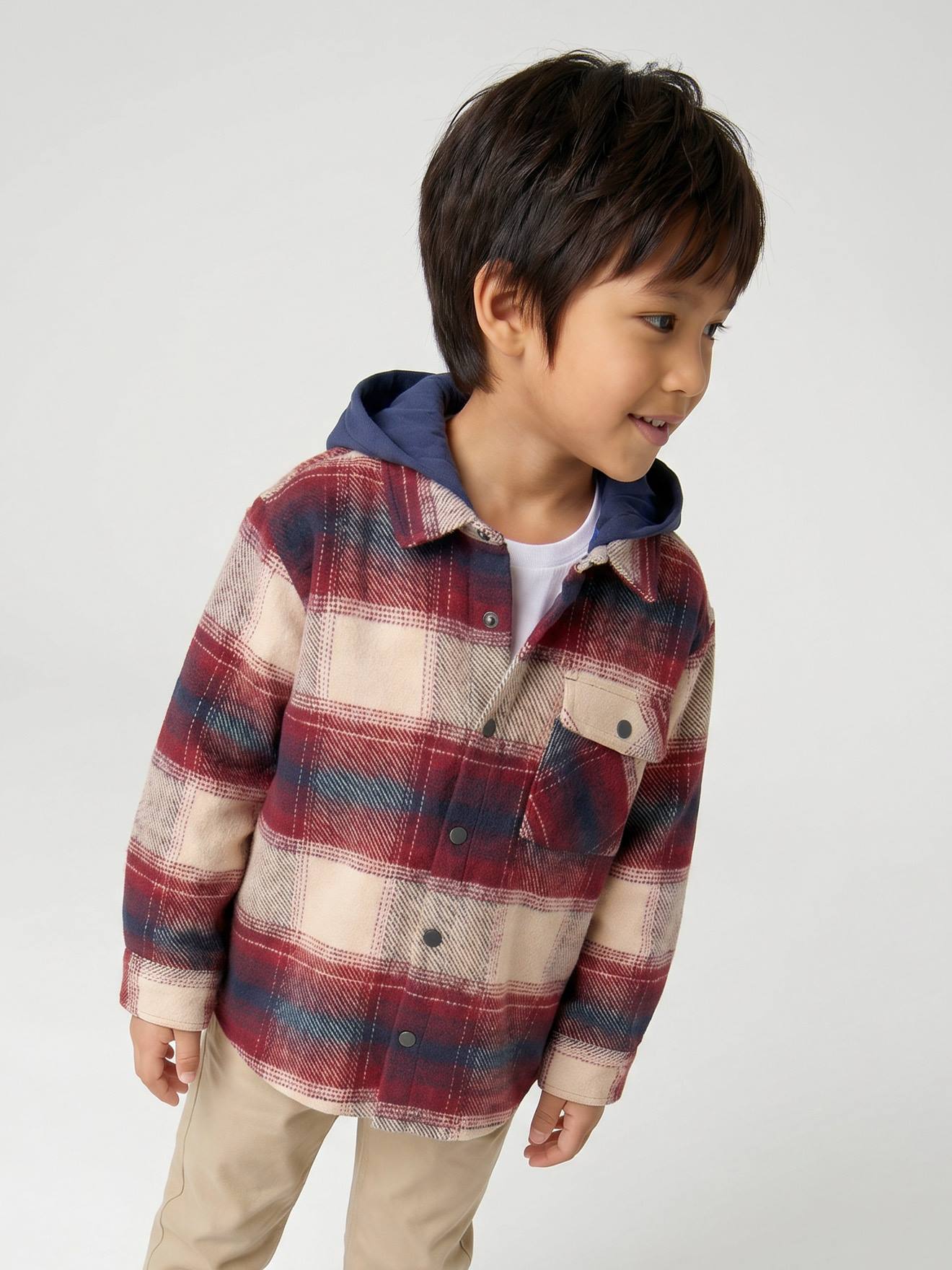 Chemise à capuche garçon bordeaux