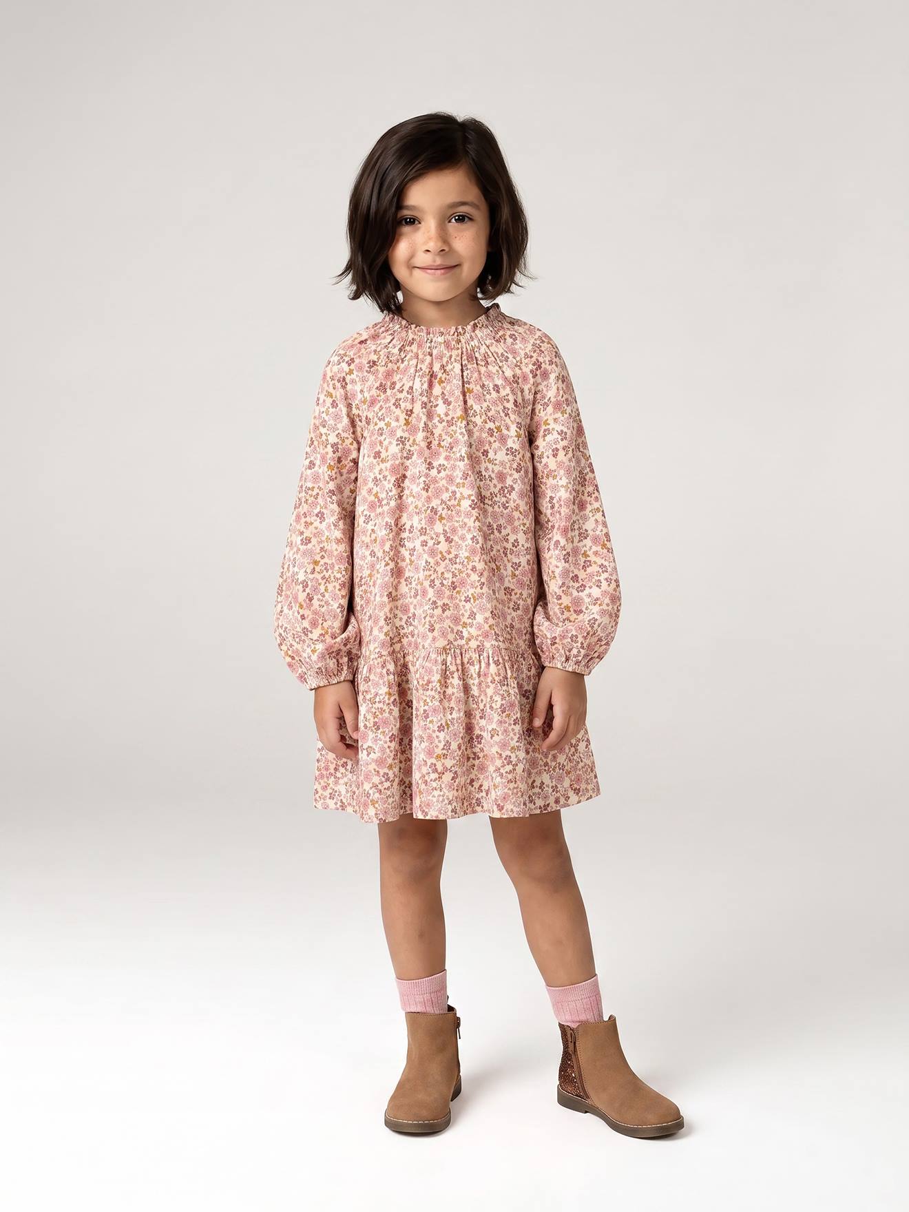 Robe courte fille écru
