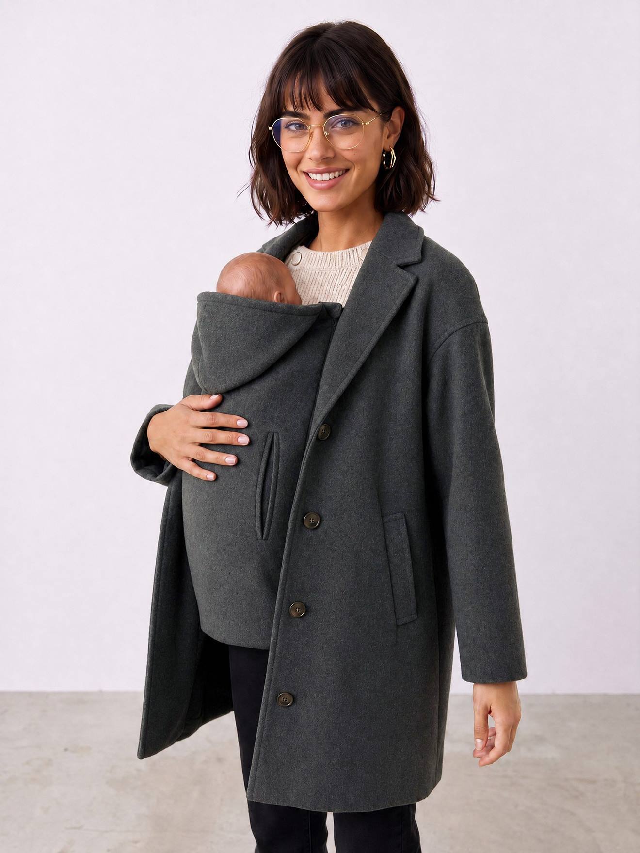 Manteau grossesse et protège bébé anthracite