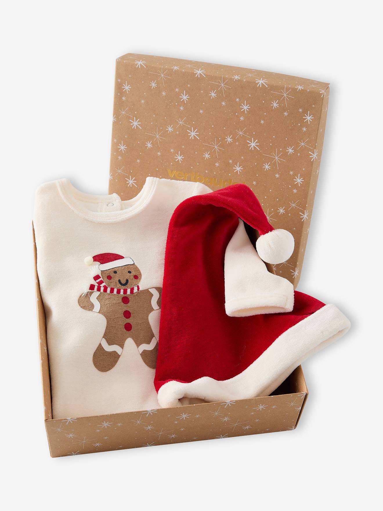 Coffret noël naissance avec bonnet bébé écru
