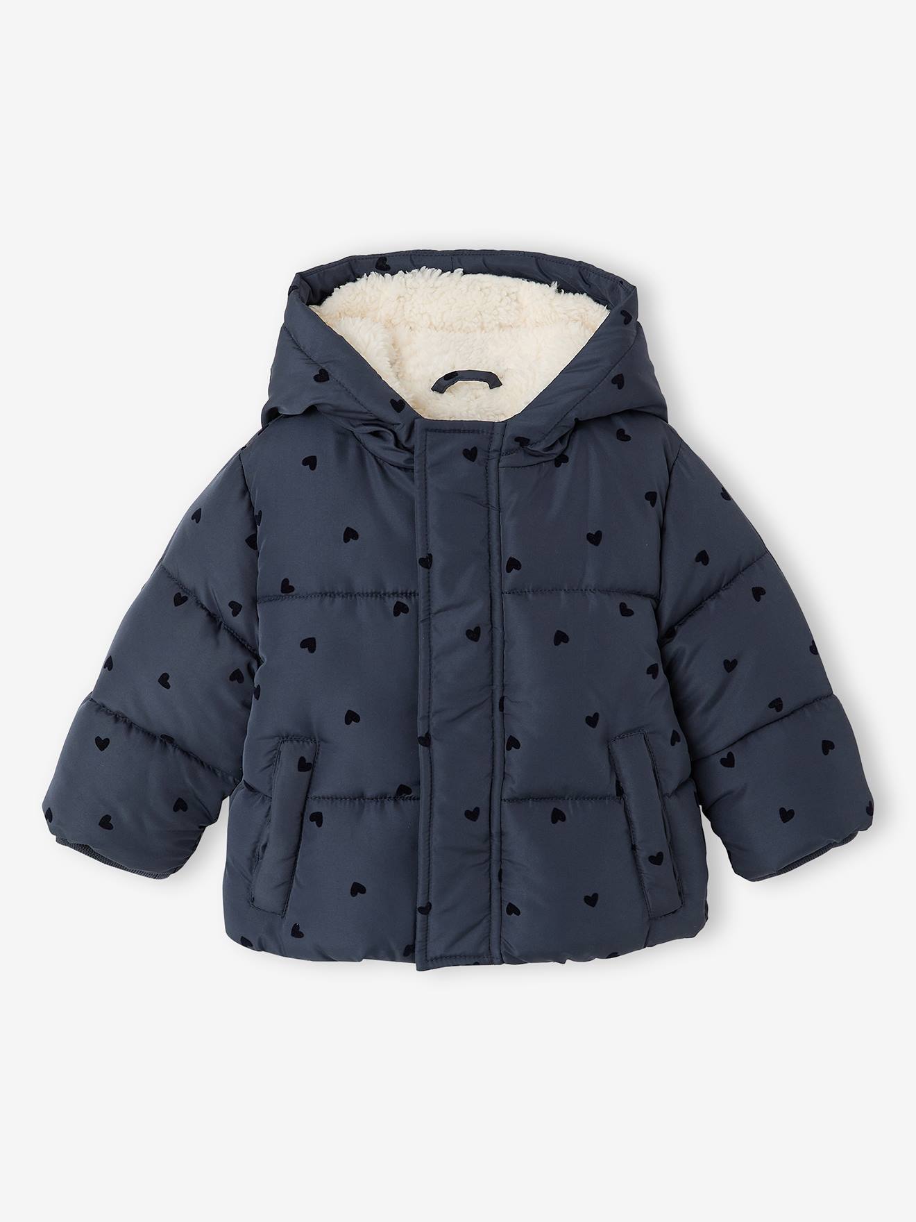 Doudoune bébé fille à capuche bleu nuit