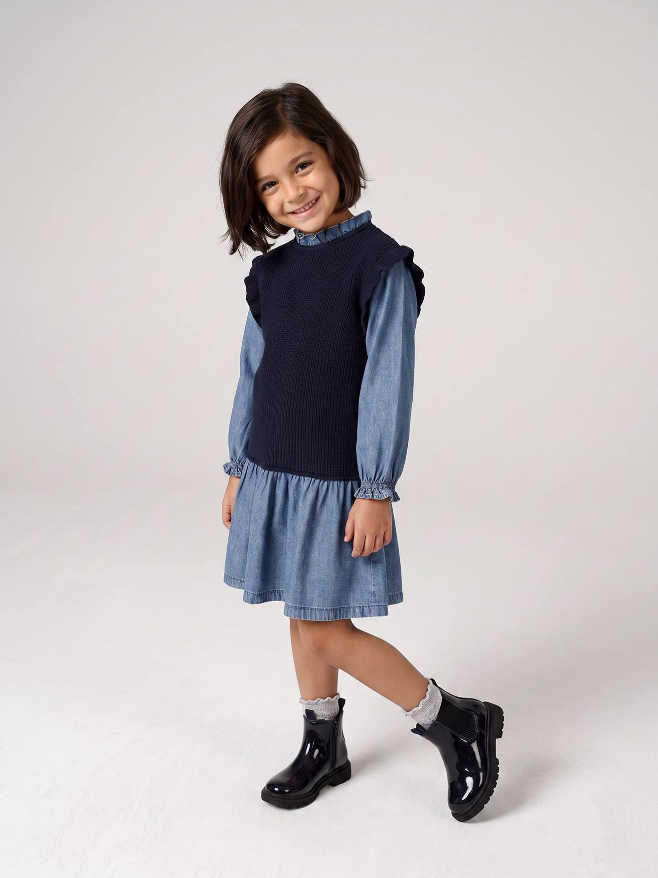 Robe 2 en1 fille marine