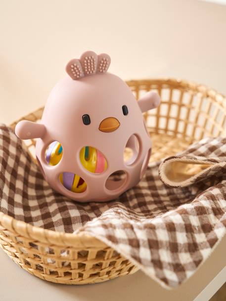 Vertbaudet - Hochet poussin en silicone rose