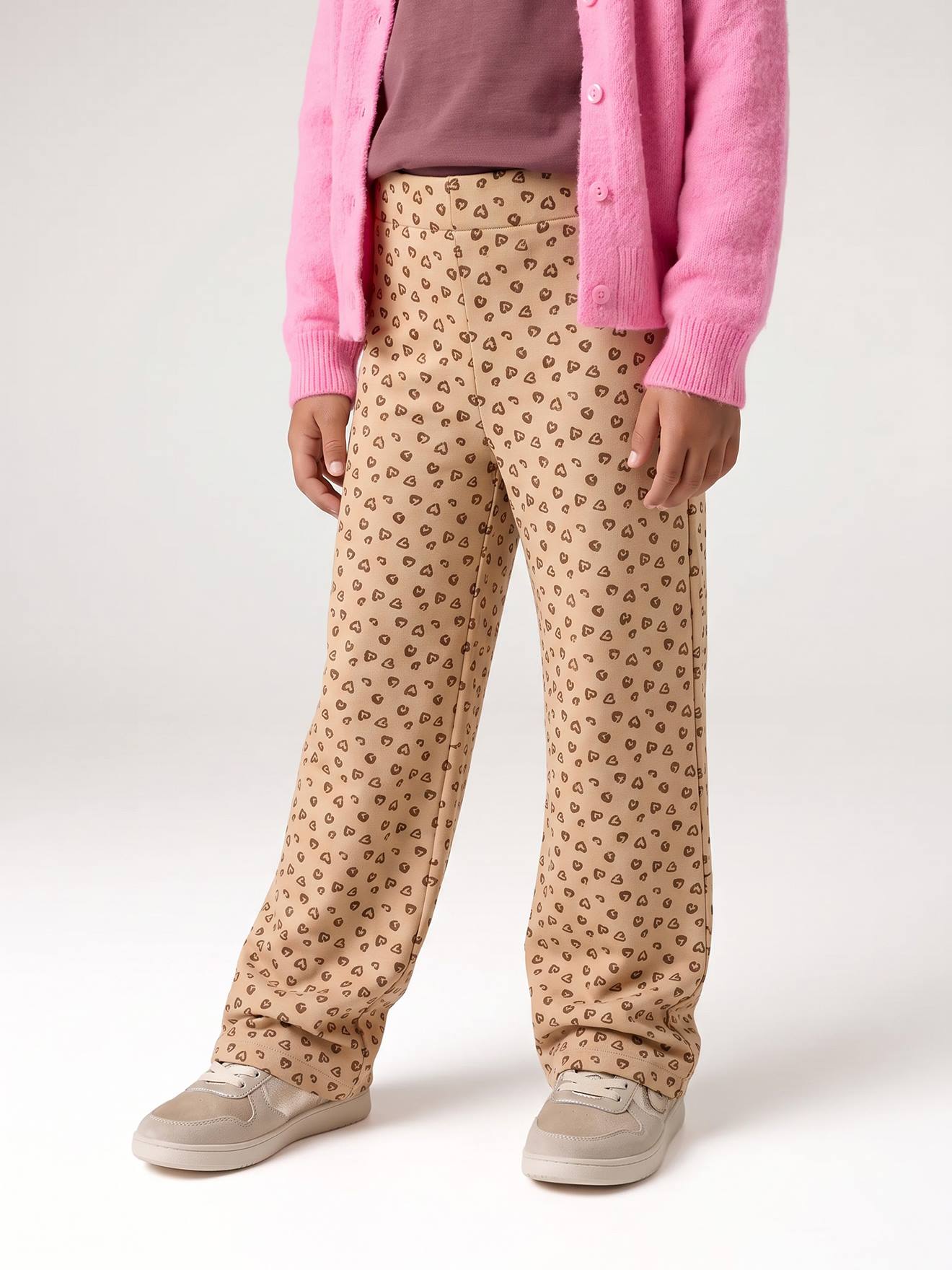 Legging fille large polaire vanille