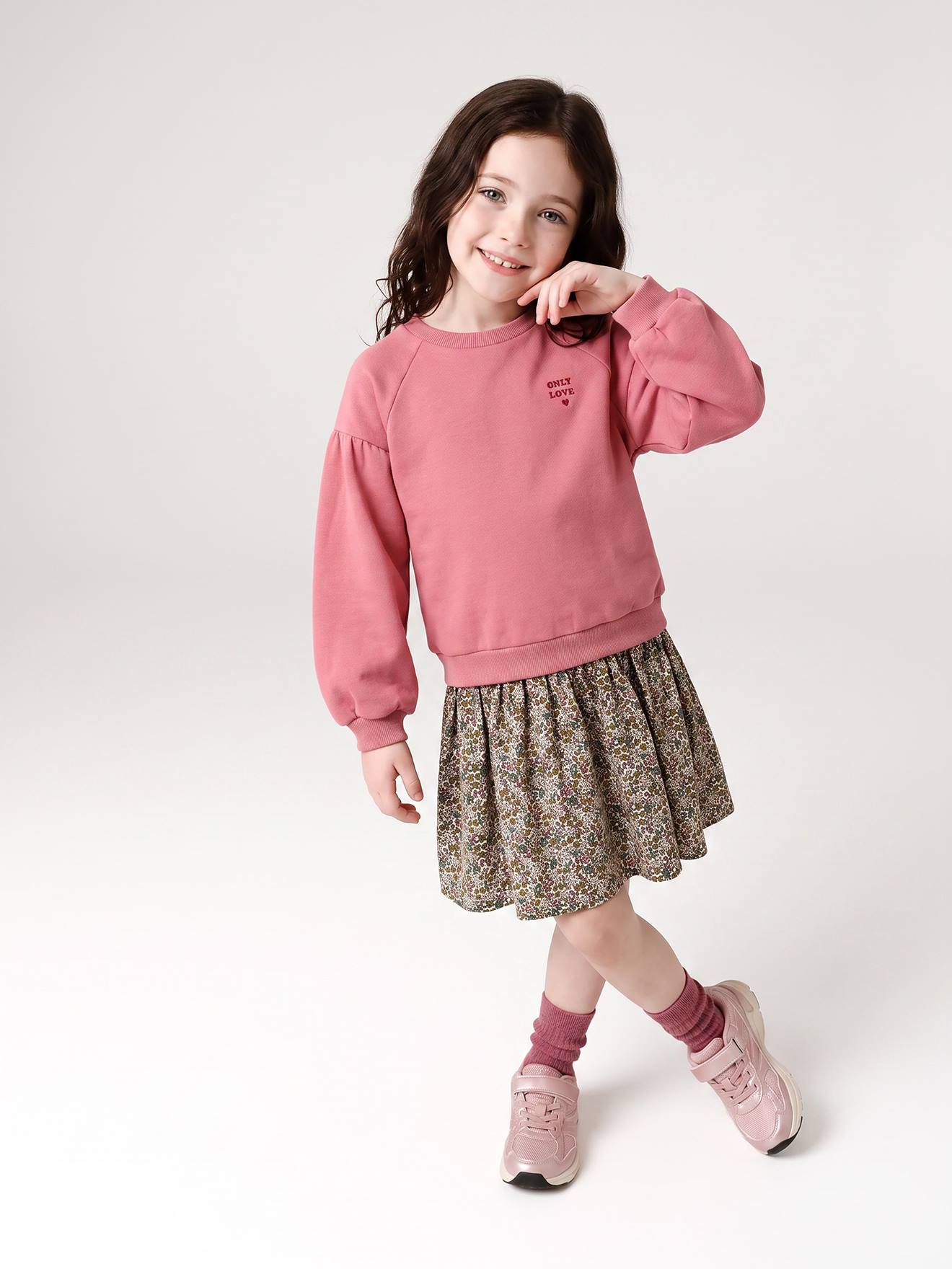 Robe bi-matière fille mauve