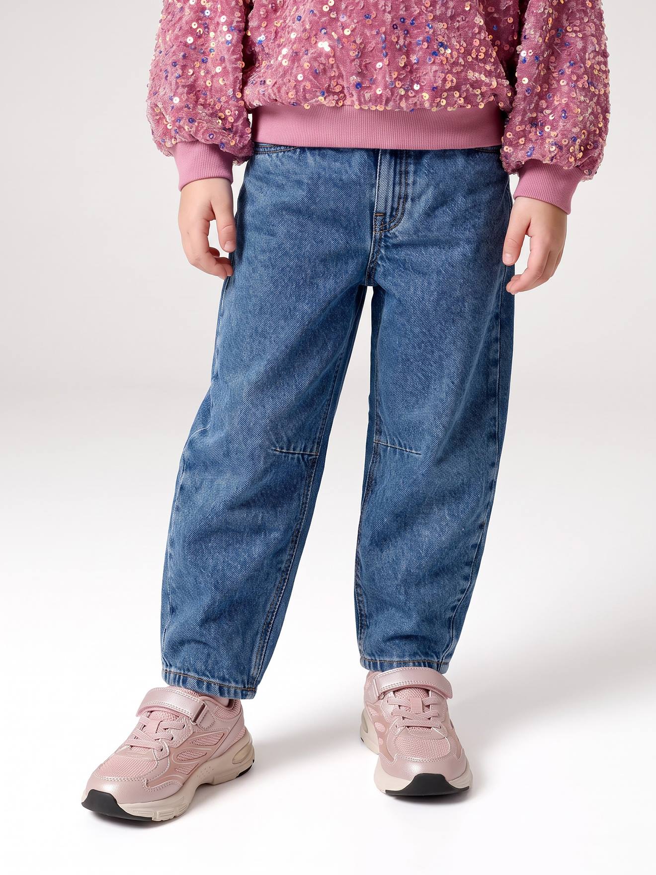 Jean balloon fille bleu moyen