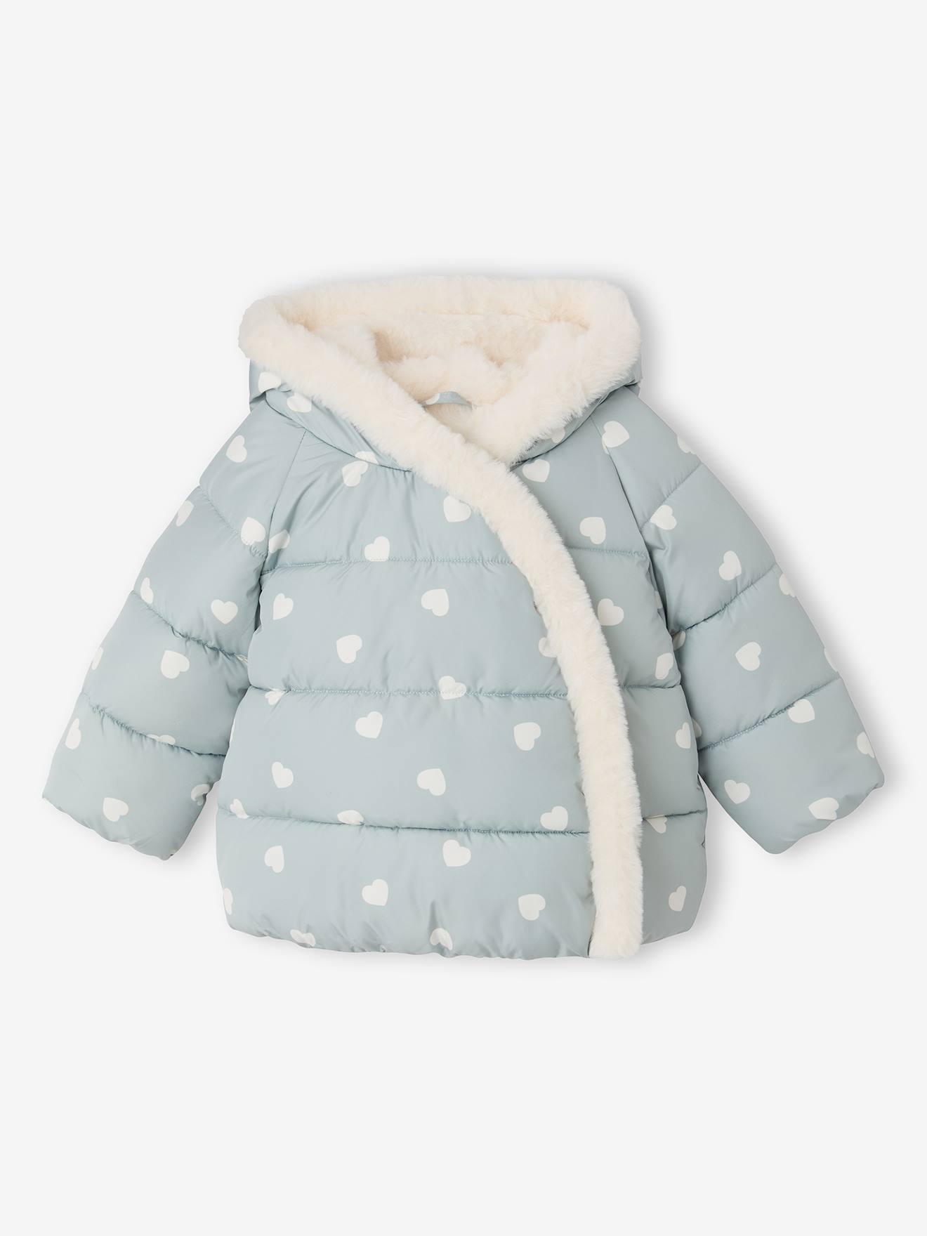 Doudoune bébé fille à capuche bleu glacier