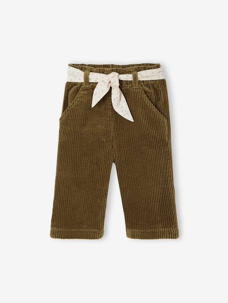 Bébé-Pantalon large en velours ceinture à fleurs bébé