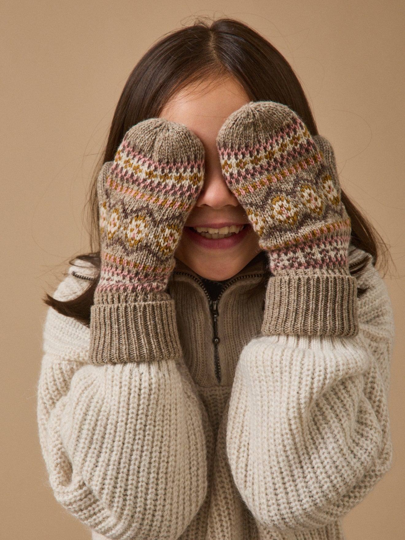 Moufles Jacquard Enfant Taupe