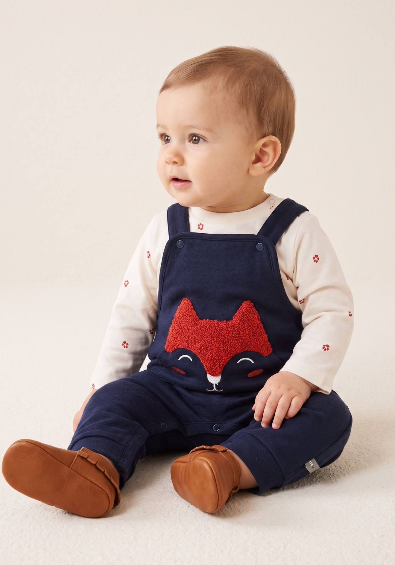 Ensemble Salopette + Haut 100% Coton Bébé Garçon Indigo