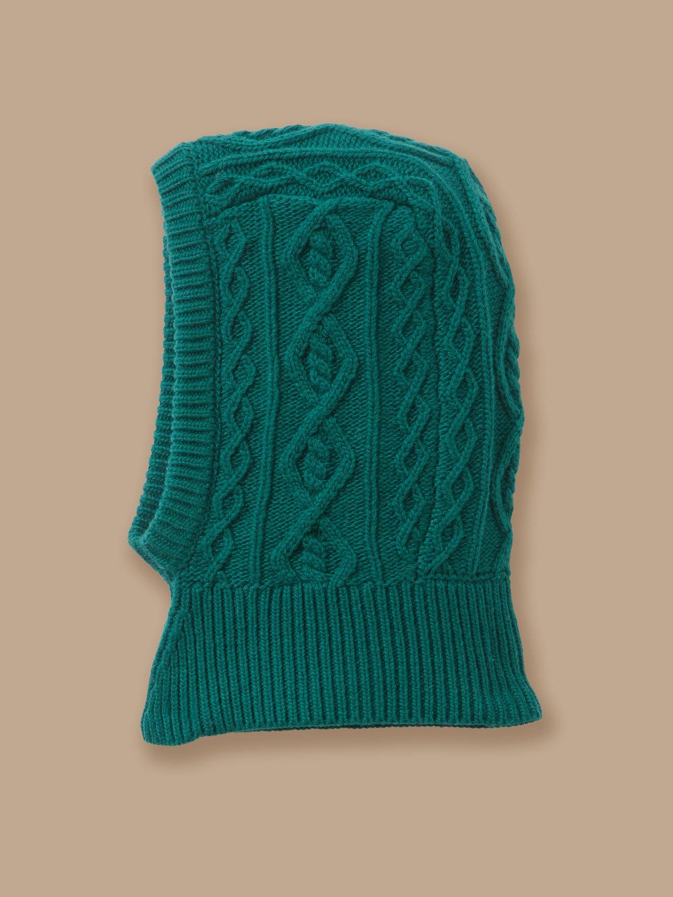 Cagoule Torsadée Avec Laine Bébé Vert Pin