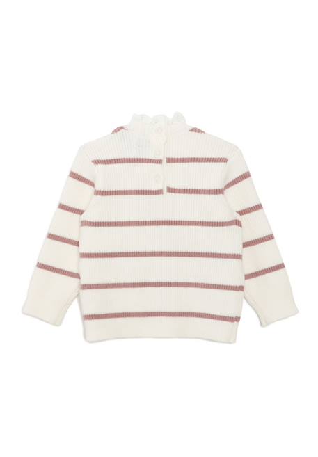 Pull bébé fille Fond blanc casse raye rose 4 - vertbaudet enfant 