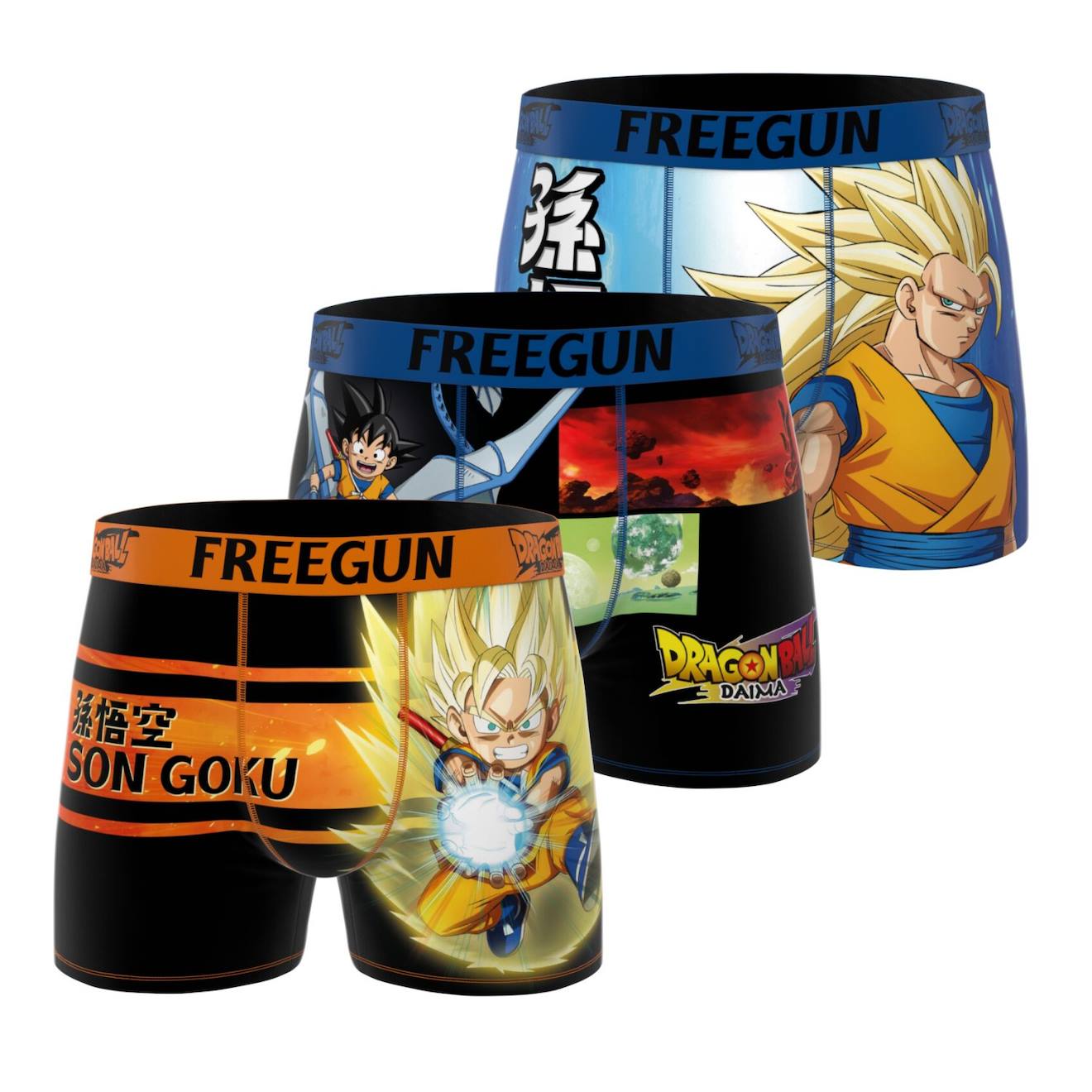 Lot De 3 Boxers Junior Dragon Ball Daima Orange/bleu/noir/vert/jaune