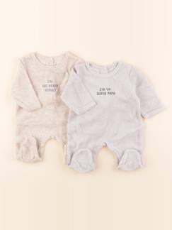 Lot de 2 pyjamas velours - 0 mois  - vertbaudet enfant