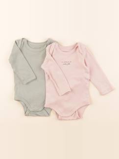 Lot de 2 bodies en coton - 6 mois  - vertbaudet enfant