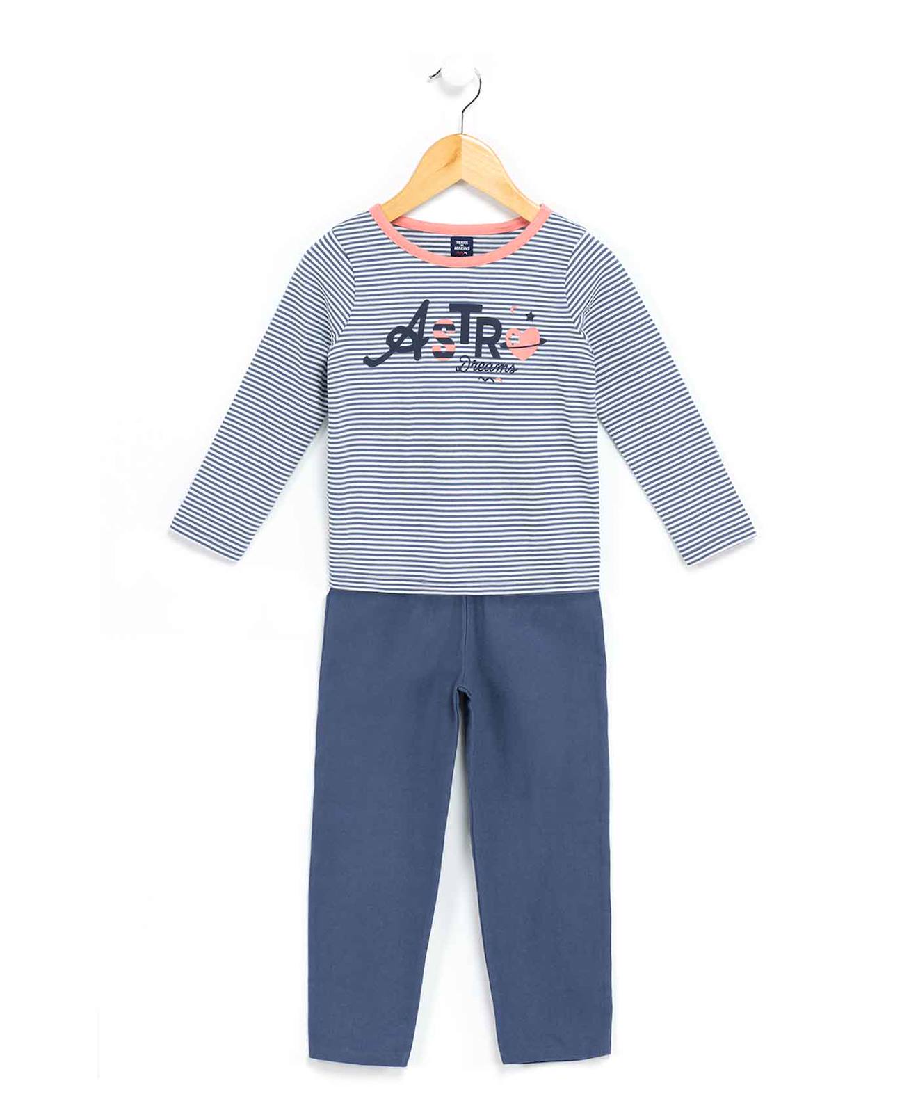 Pyjama 100% Coton Fille Raye Pyjama 100% Coton Fille Raye