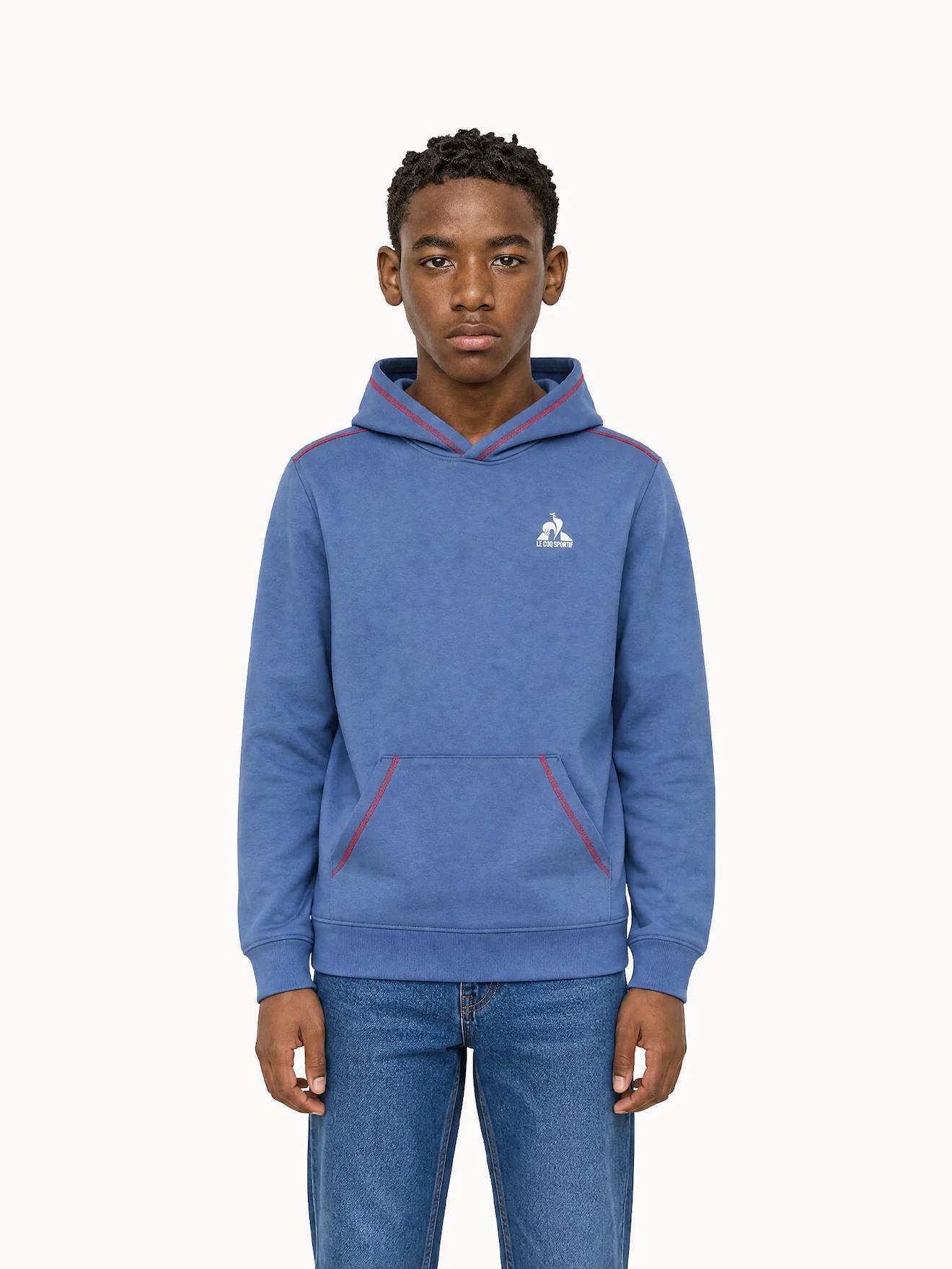 Sweat À Capuche En Molleton Léger Avec Bandes Contrastées Tricolores Blue Sweat À Capuche En Molleton Léger Avec Bandes Contrastées Tricolores Blue