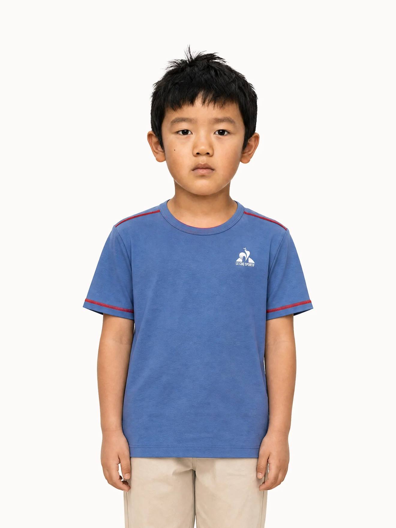T-shirt En Jersey De Coton Avec Bandes Contrastées Tricolores Blue T-shirt En Jersey De Coton Avec Bandes Contrastées Tricolores Blue