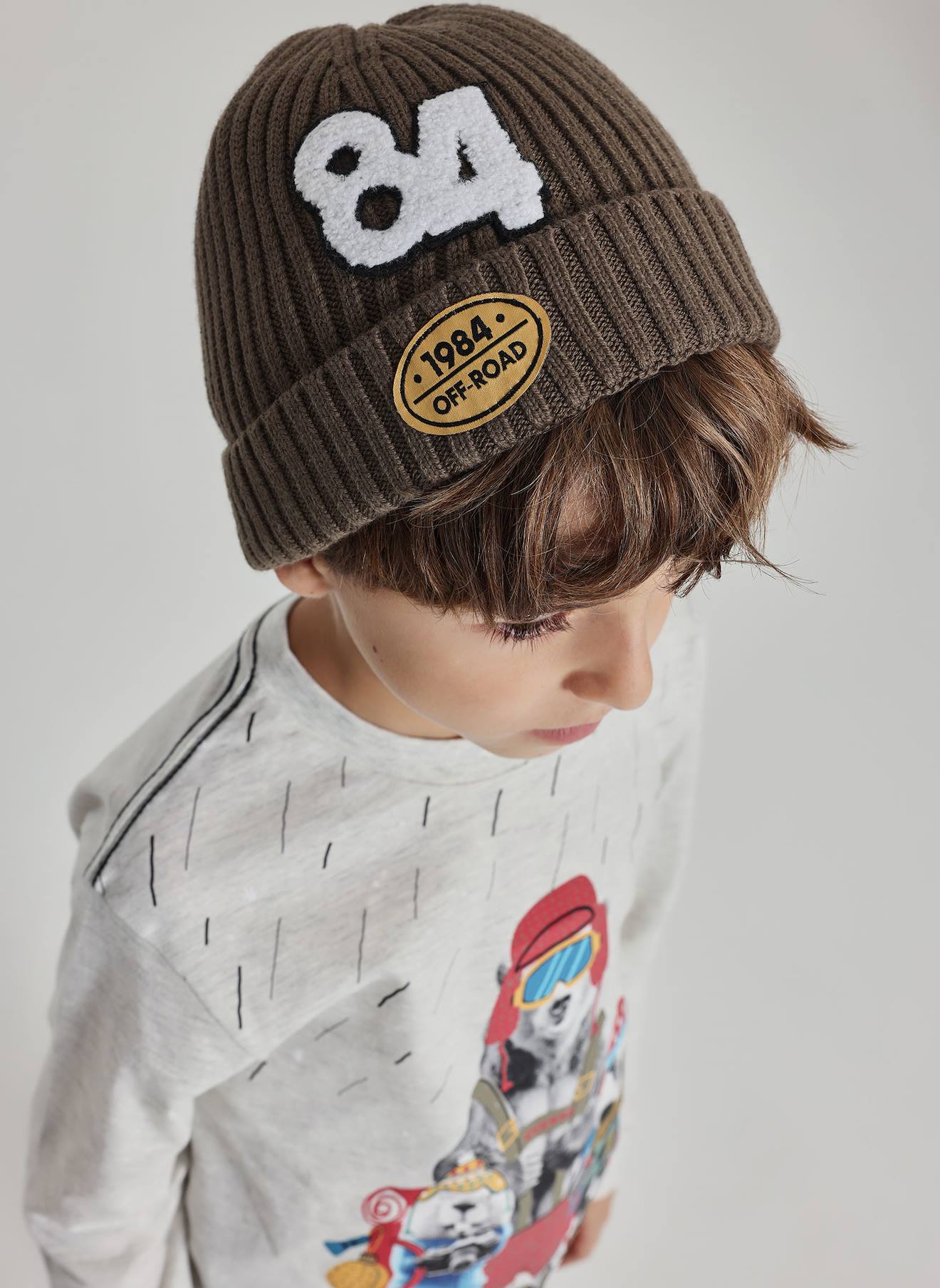 Bonnet Garçon Avec Écussons Bleu
