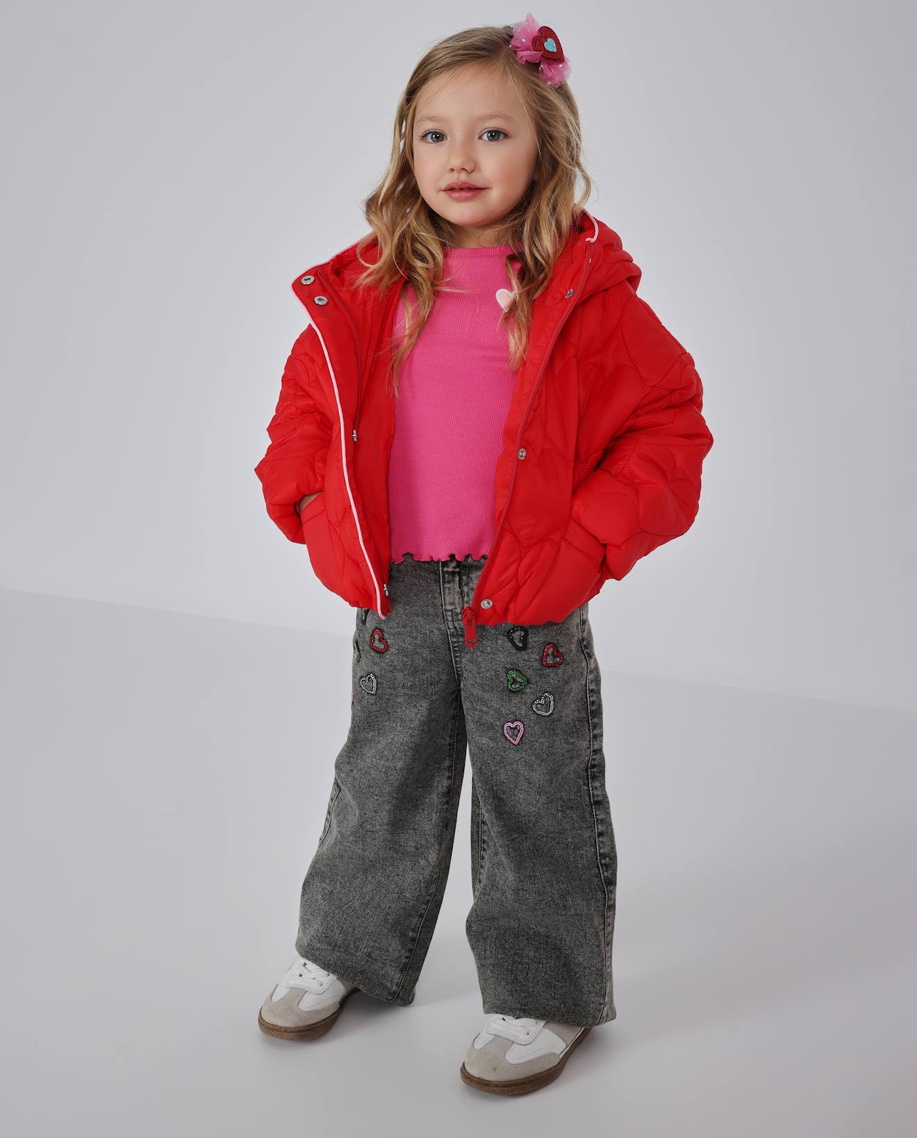 Doudoune Fille À Capuche Matelassée Et Isolation Thermique Rouge