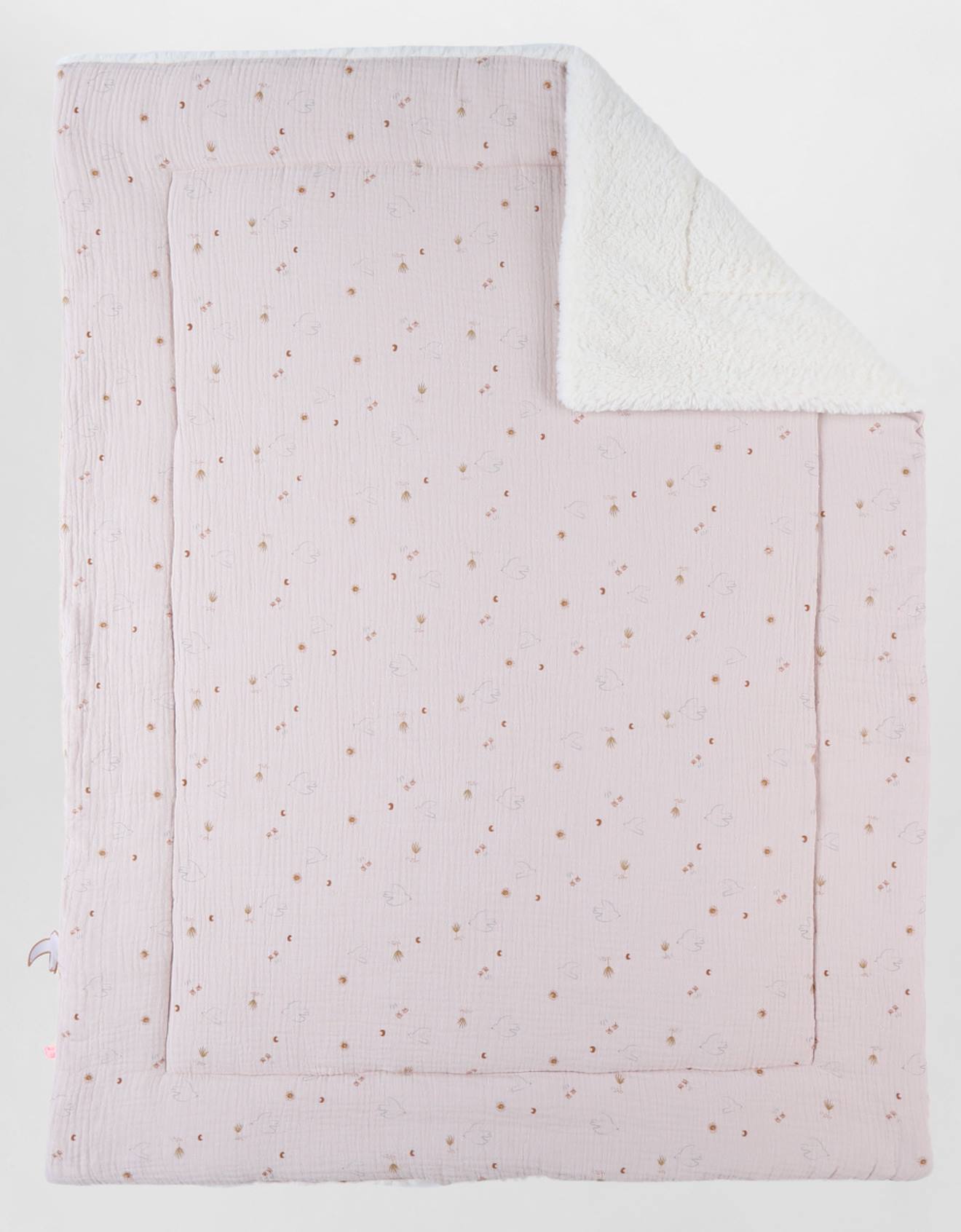 Couverture En Mousseline Et Sherpa Rose