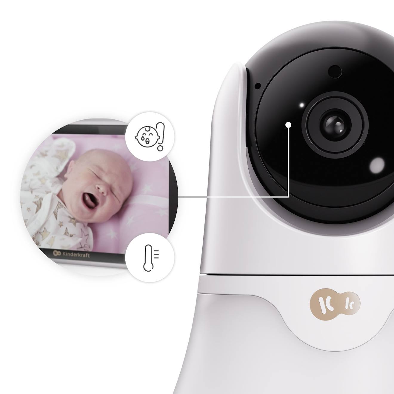 Caméra Supplémentaire Babyphone Kinderkraft Niteeye Glow Full Hd Vision Nocturne Contrôle À Distance Audio Température Blanc (Kinderkraft) - Image 2