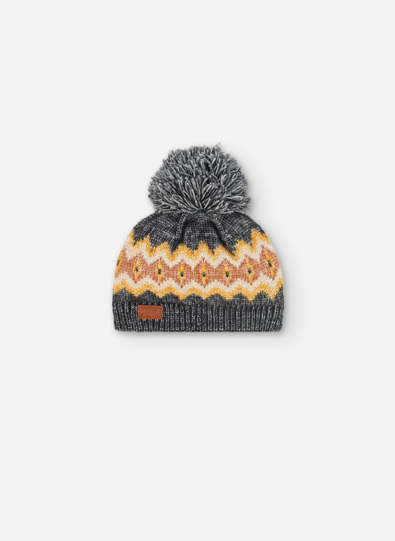 Bonnet Avec Bordures Et Pompon Gris