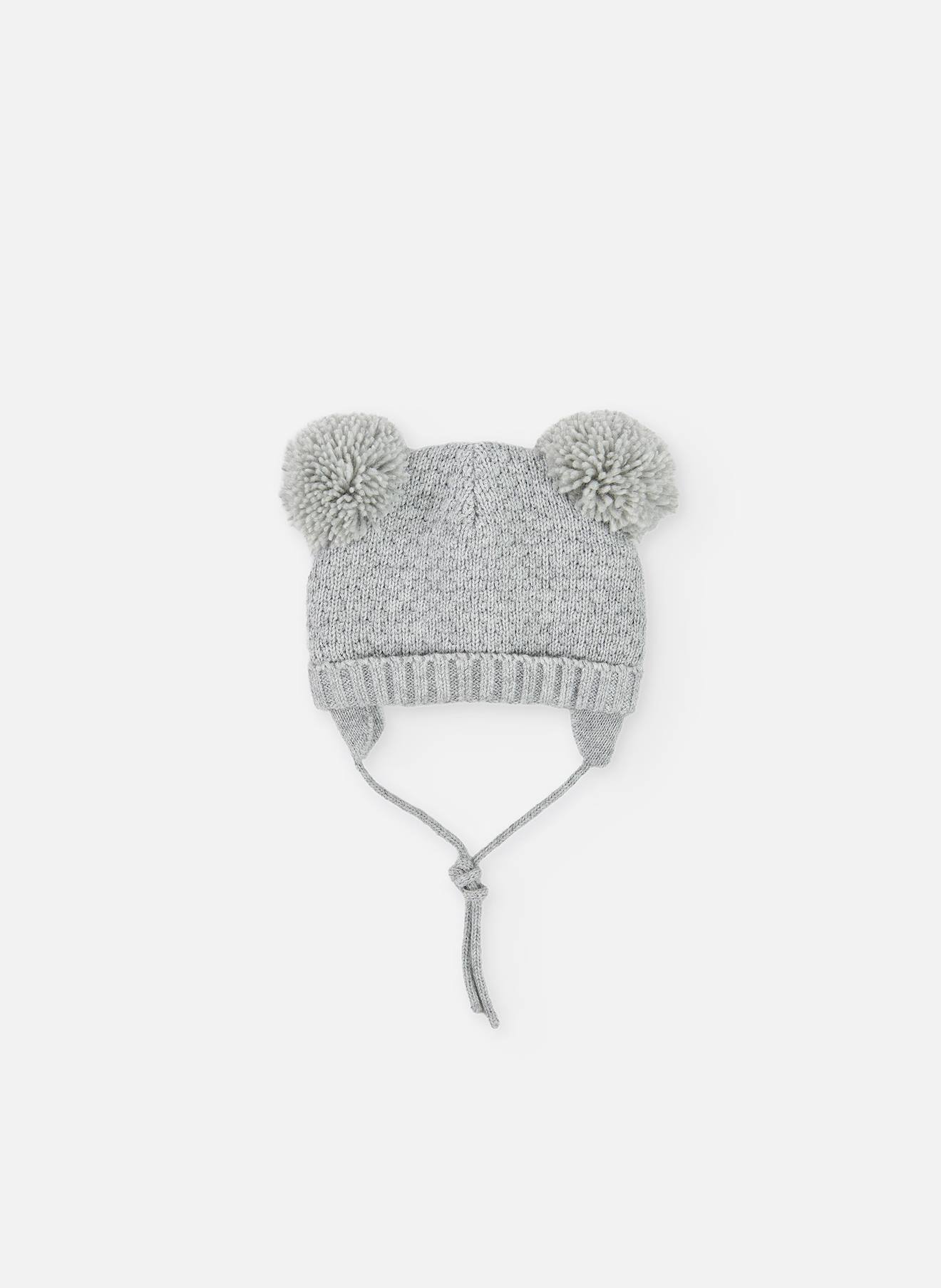 Bonnet Bébé Avec Pompons Gris