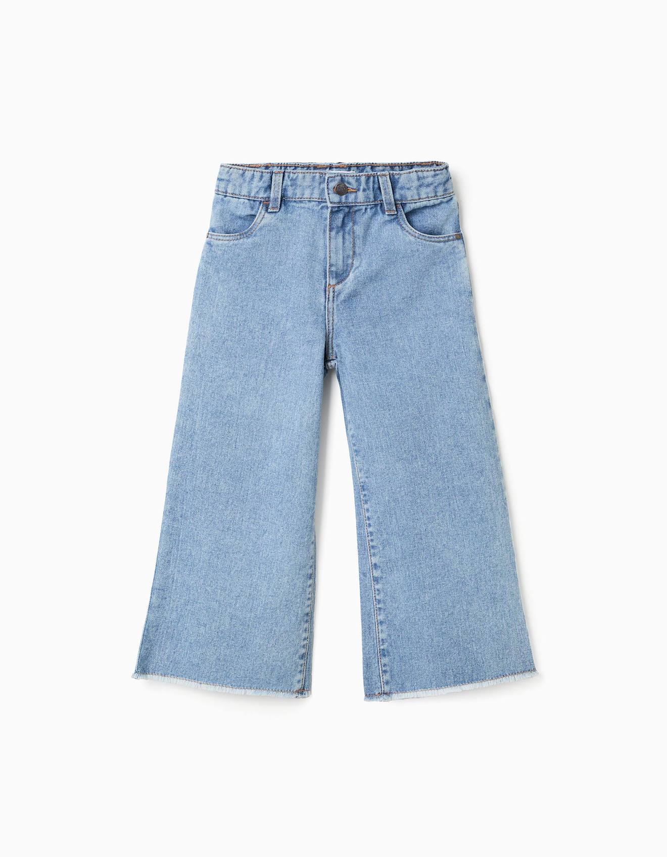 Jean À Jambe Large Et Ourlets Effilochés Bleu Jean À Jambe Large Et Ourlets Effilochés Bleu