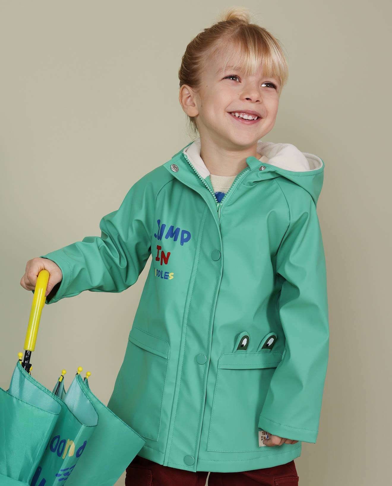 Ciré Mixte À Capuche Avec Motif Grenouille Vert