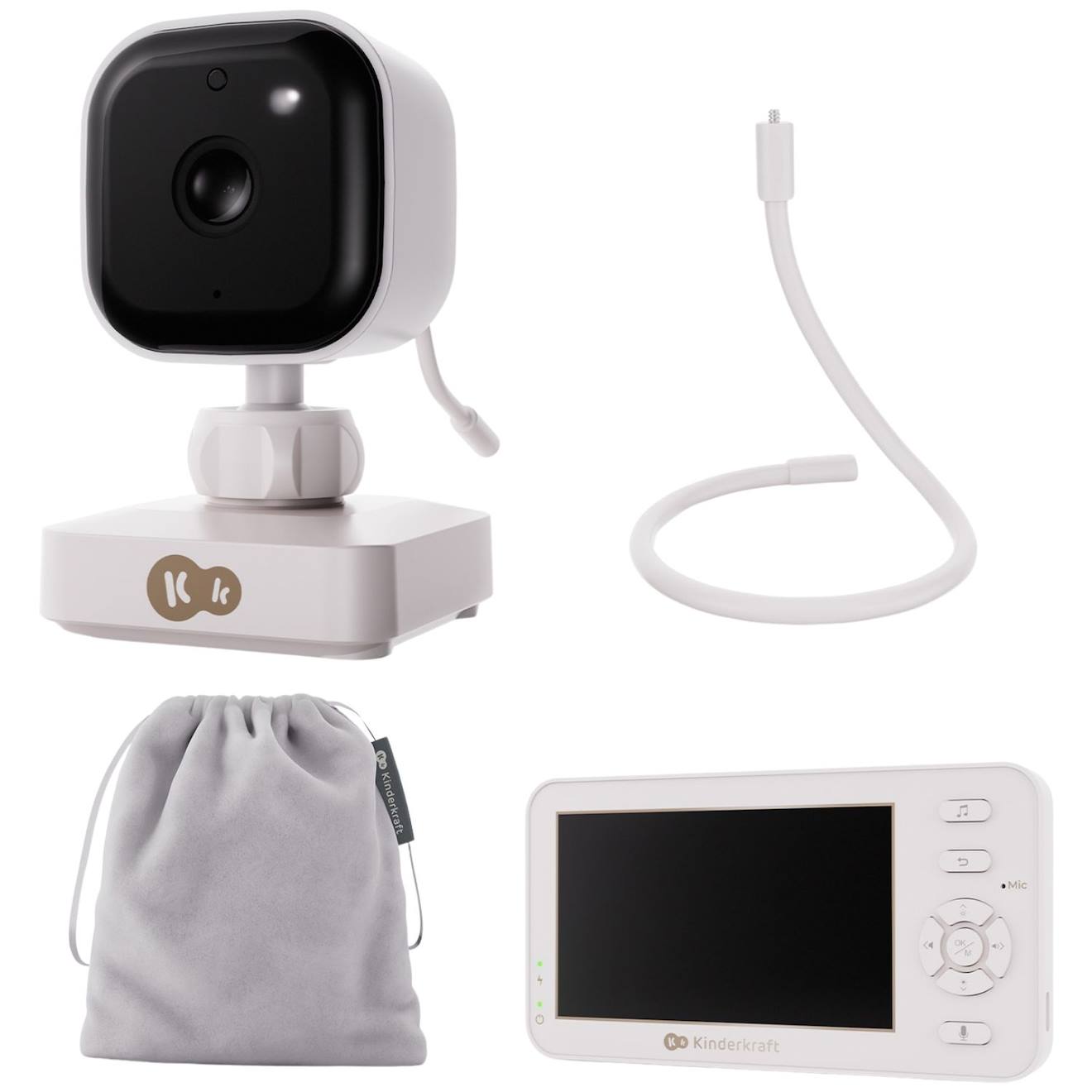 Babyphone Portable Niteeye Travel Avec Écran 4,3 Pouces, Vision Nocturne, Audio Bidirectionnel Et Mode Vox Blanc, Noir
