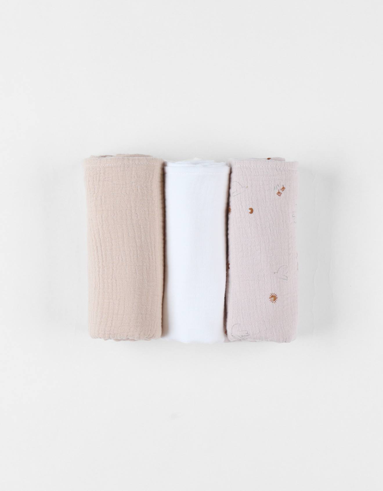 Lot De 3 Langes Mousseline Ecru