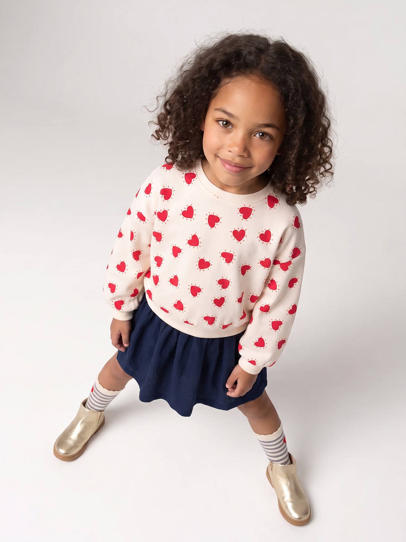 Robe fille 2 en 1 molleton et gaze de coton rouge