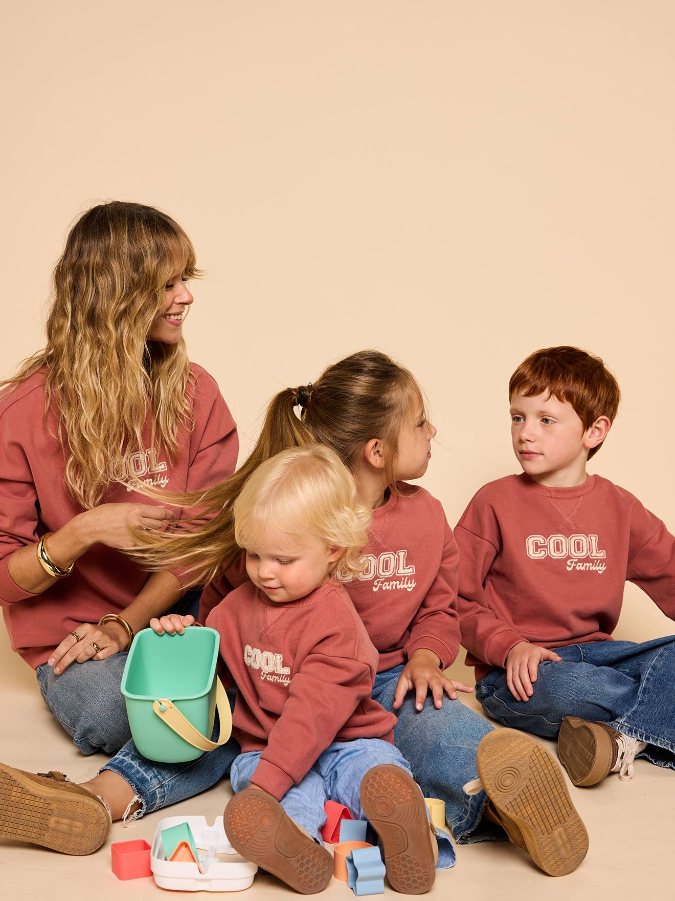 Sweat enfant capsule famille terracotta
