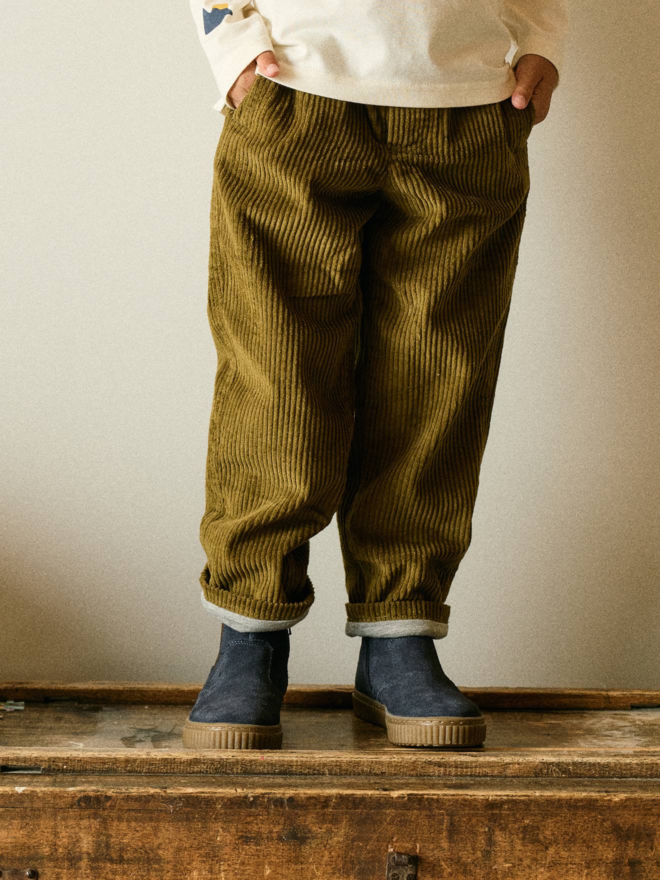 Pantalon large garçon lichen